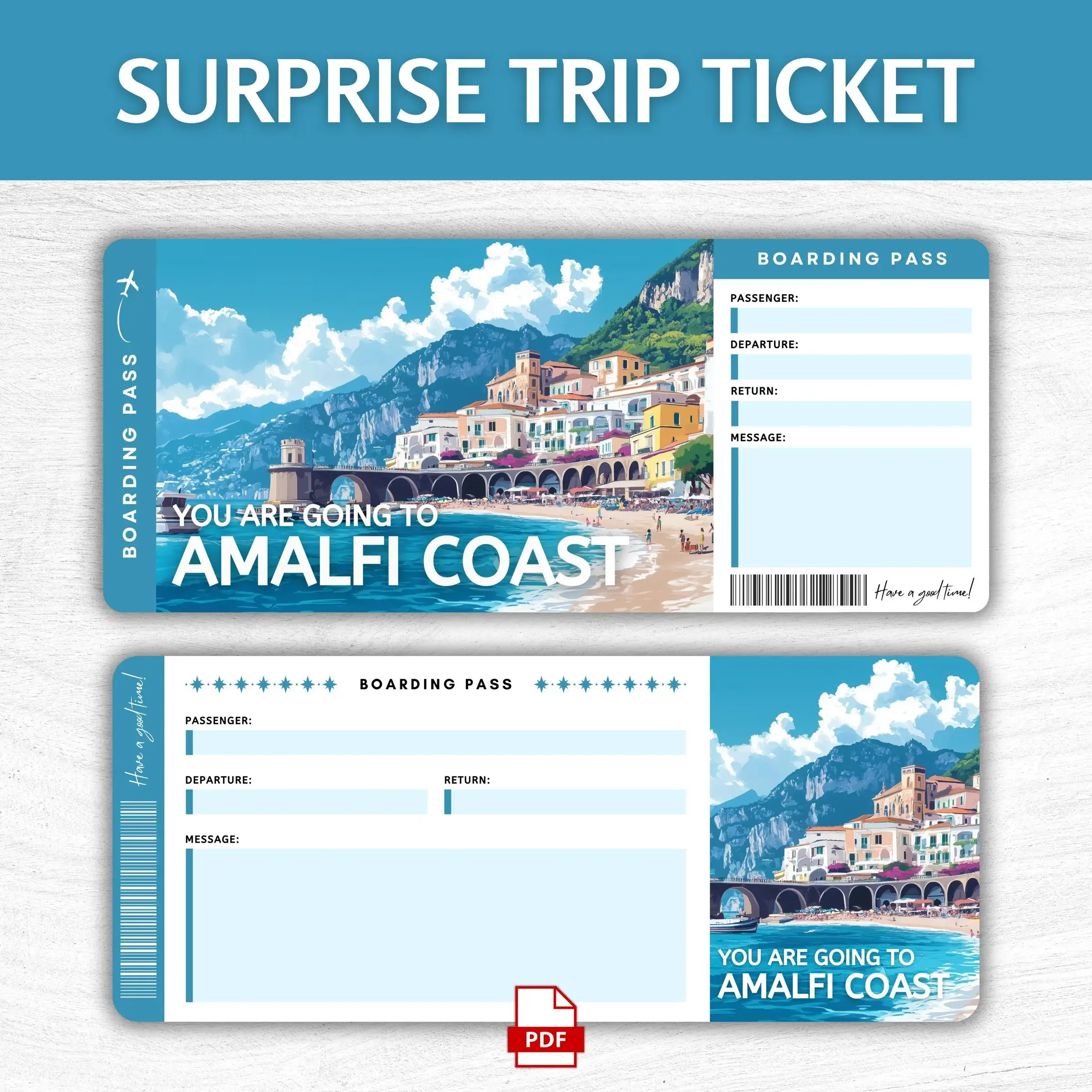 Printable Amalfi Coast Boarding Pass