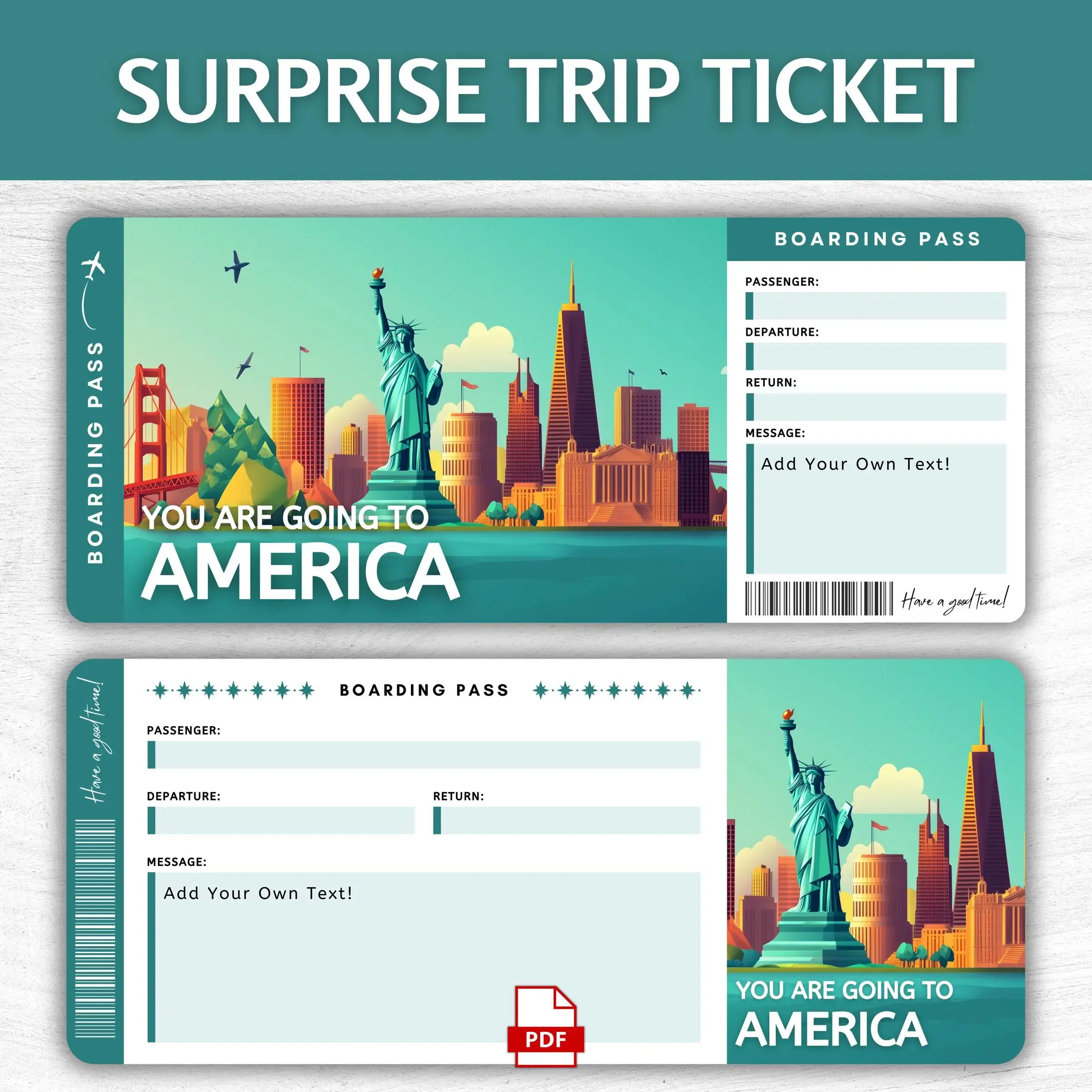 Printable America Boarding Pass