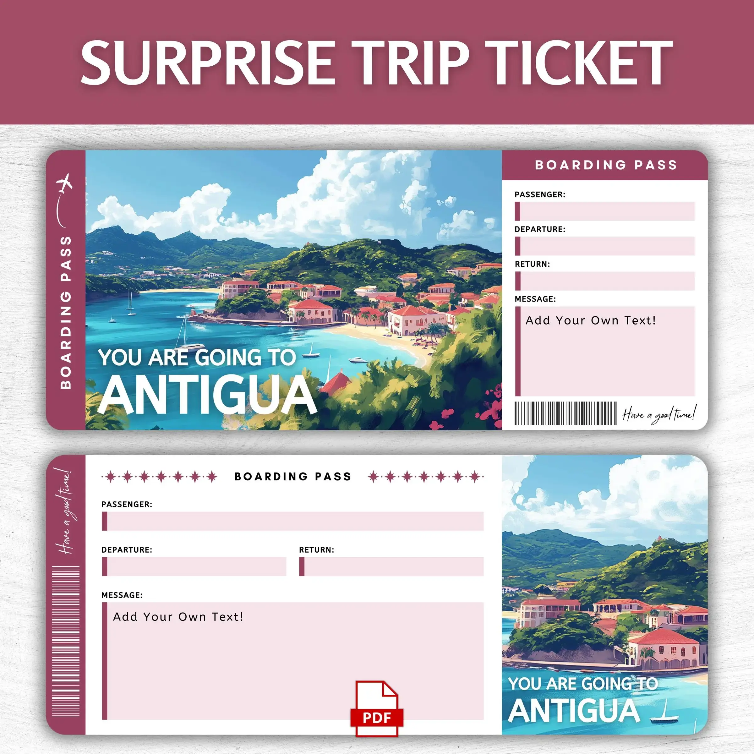 Printable Antigua Boarding Pass