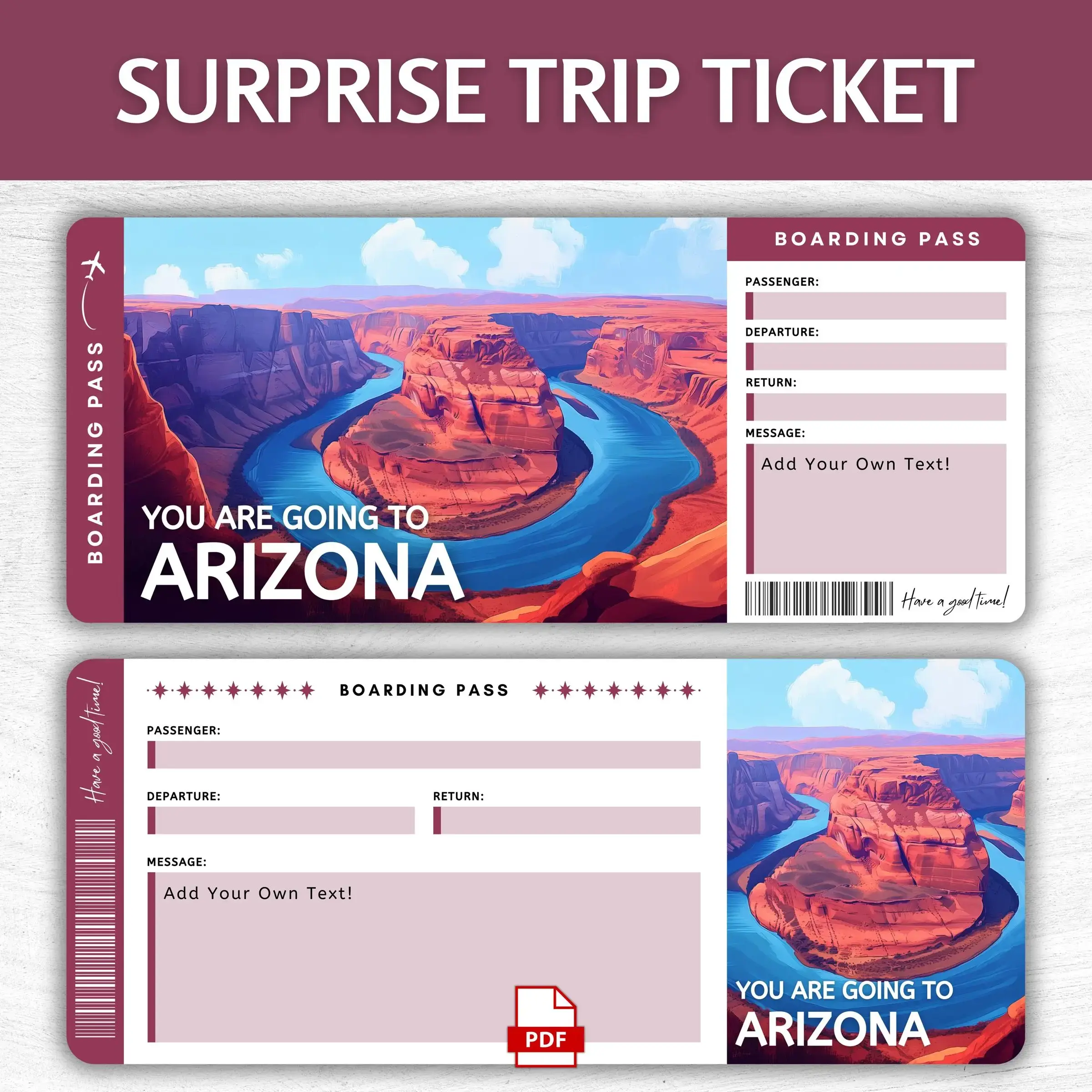 Printable Arizona Boarding Pass