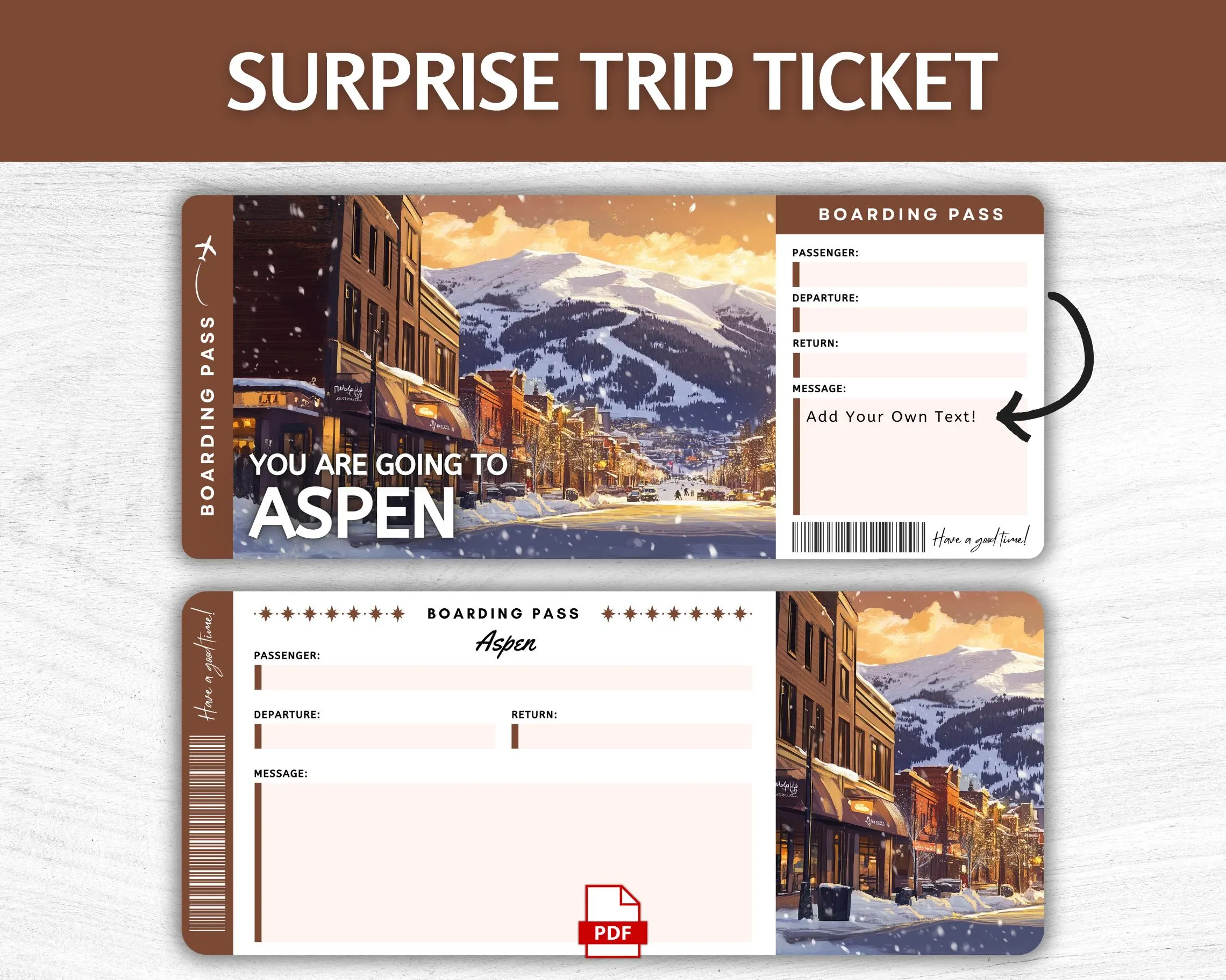 Printable Aspen Boarding Pass