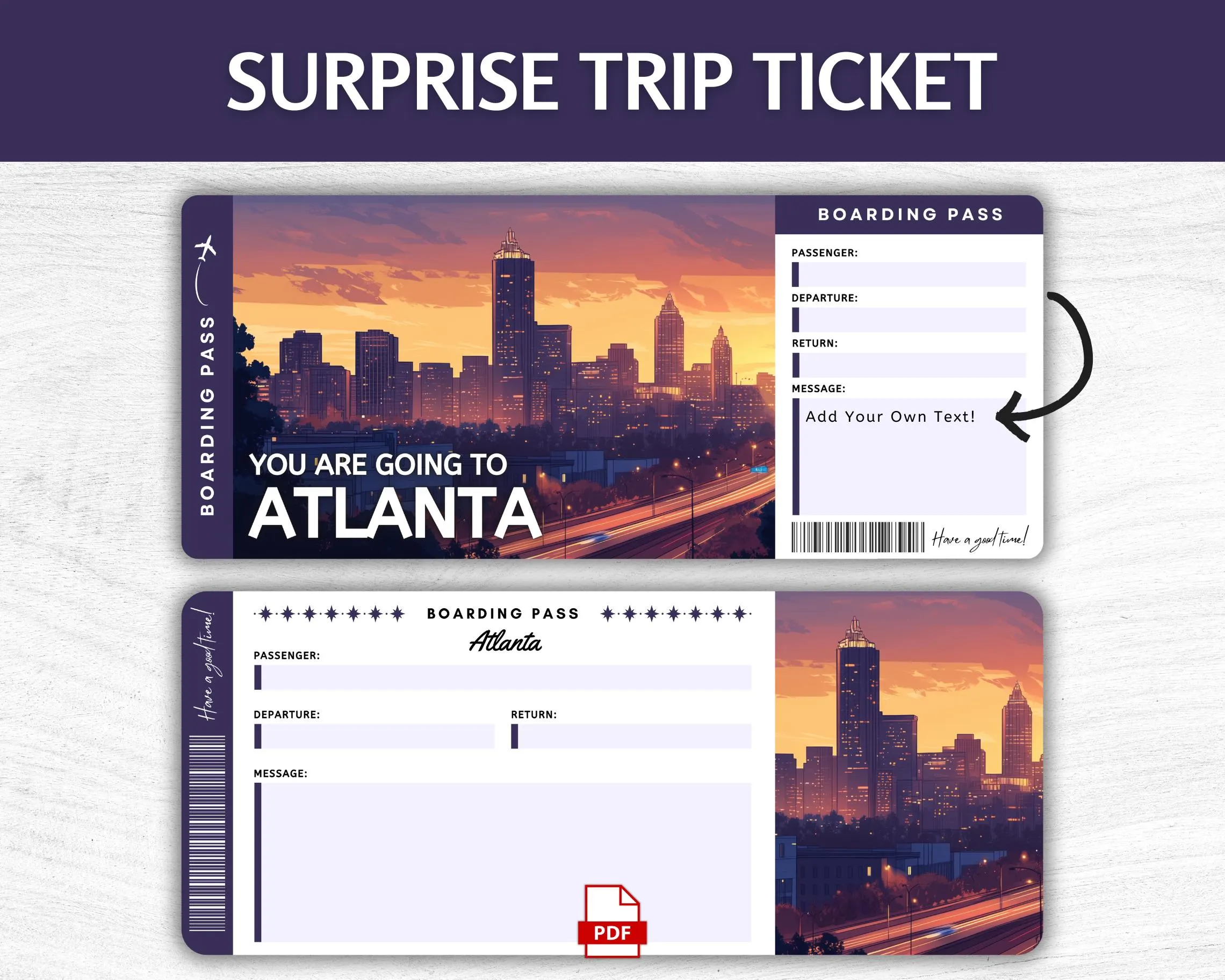 Printable Atlanta Boarding Pass