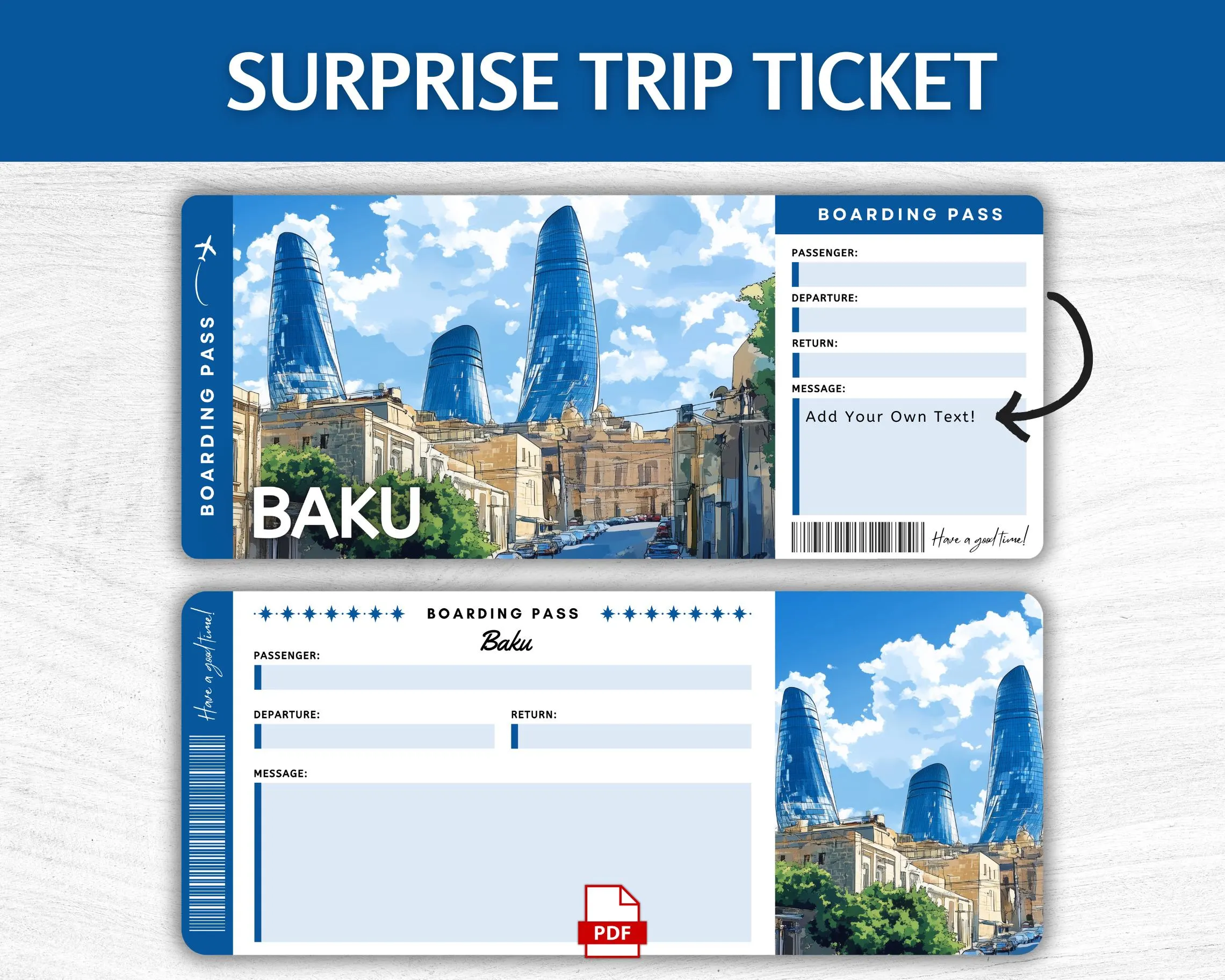 Printable Baku Boarding Pass
