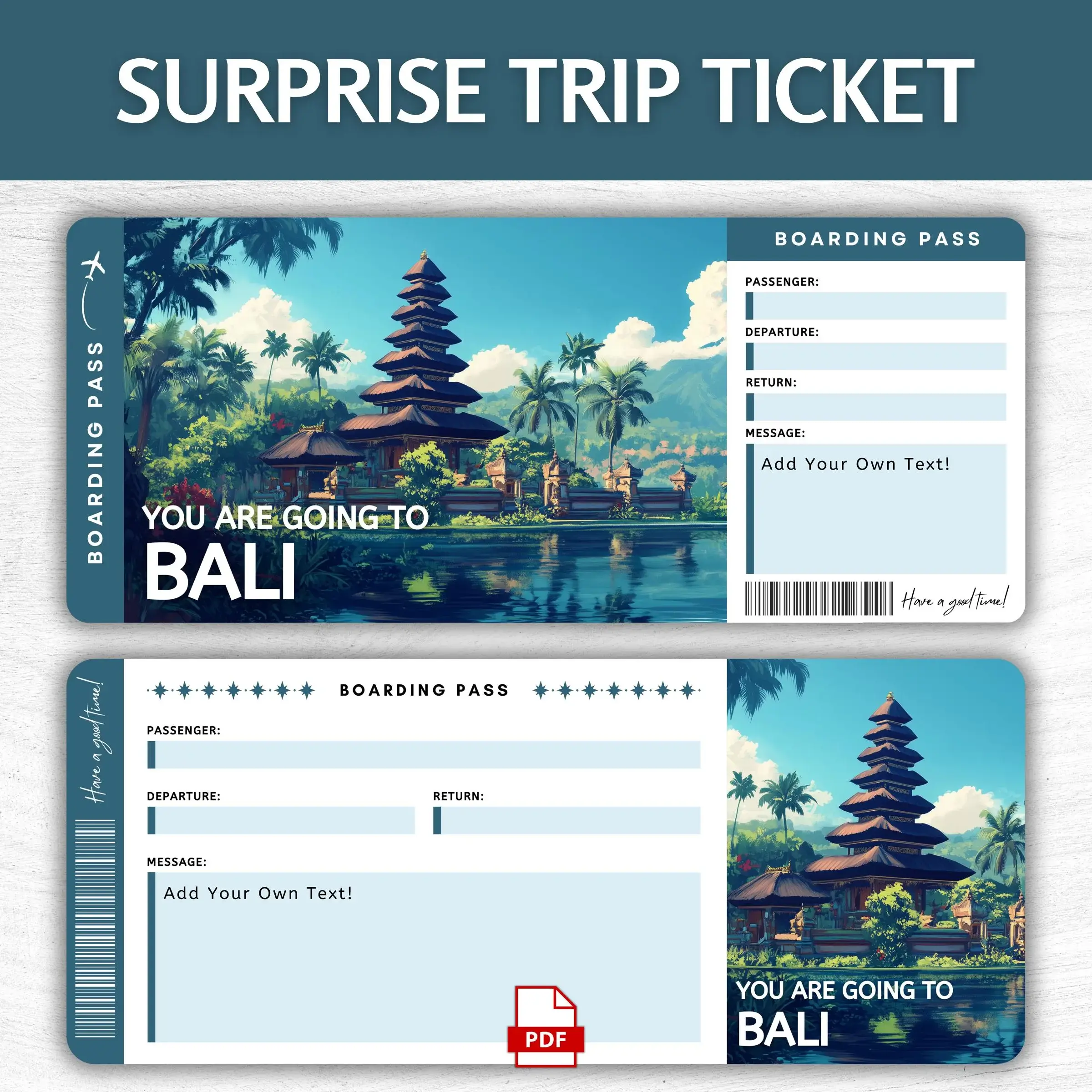 Printable Bali Boarding Pass
