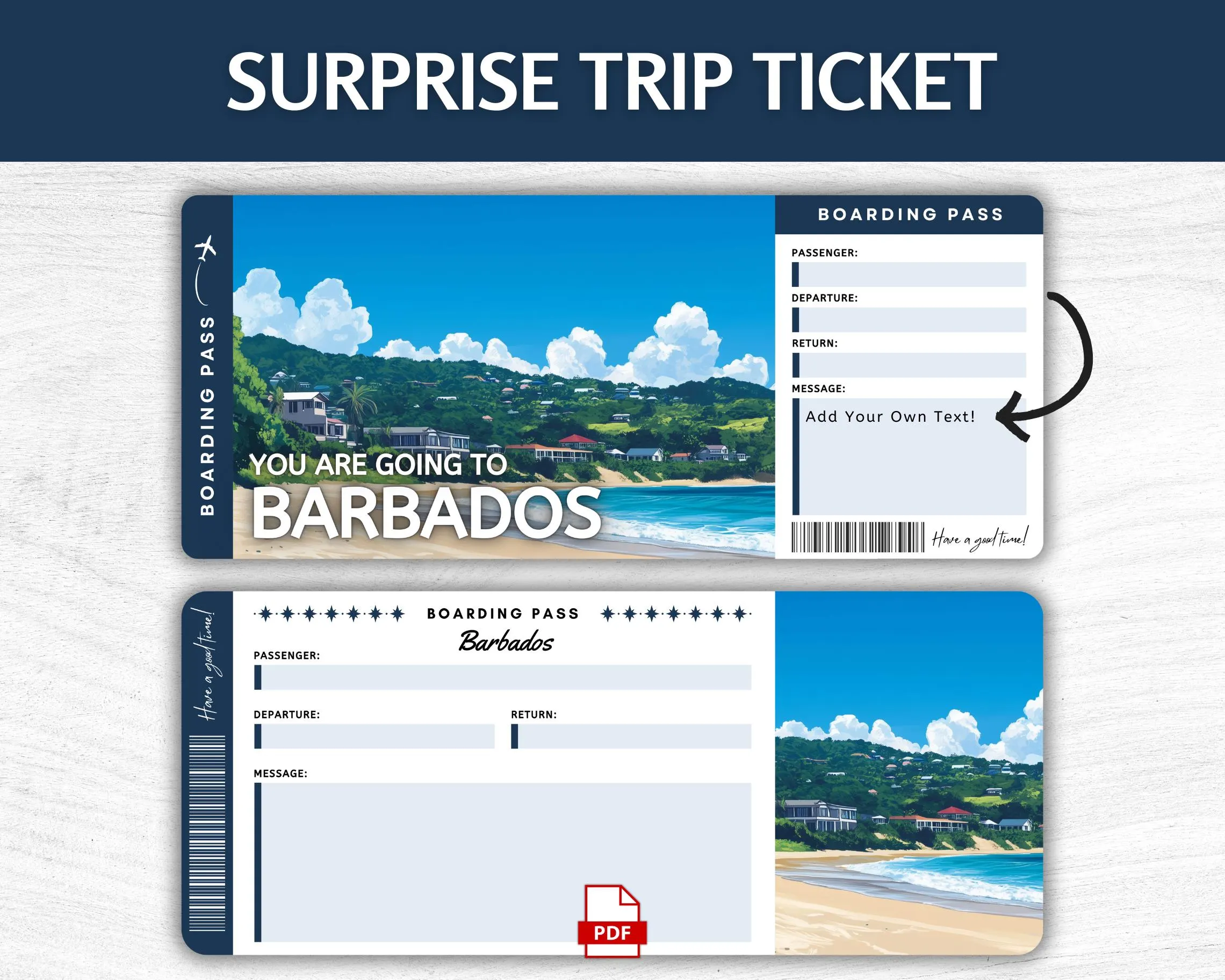 Printable Barbados Boarding Pass