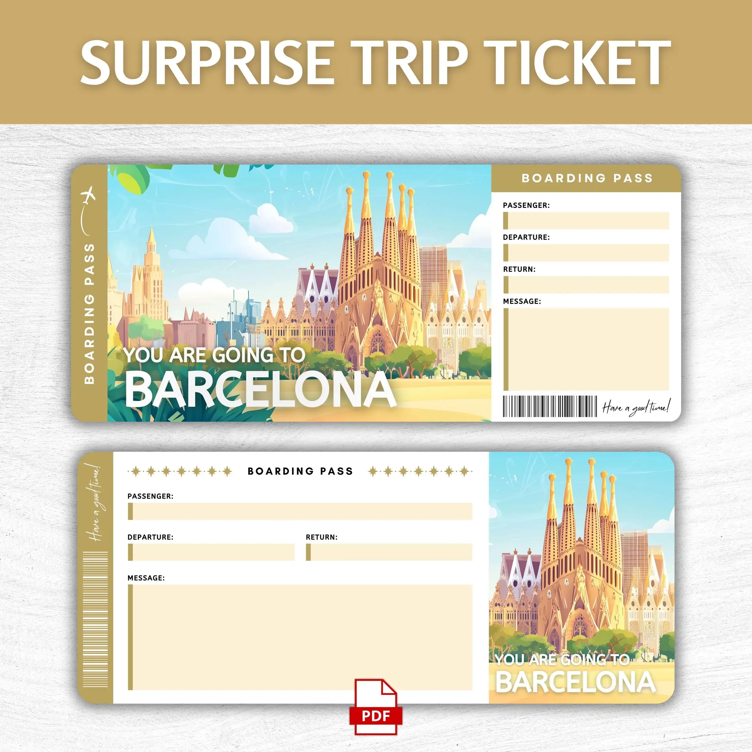 Printable Barcelona Boarding Pass