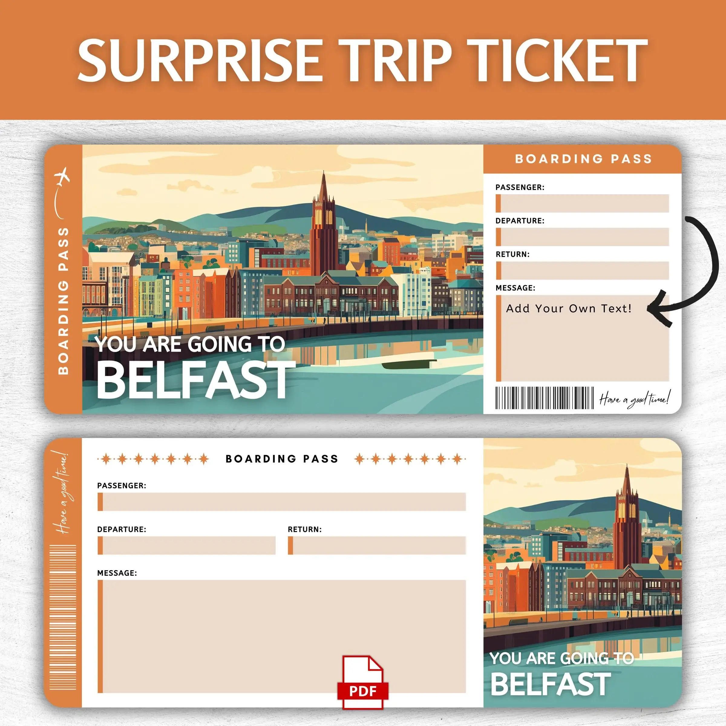 Printable Belfast Boarding Pass