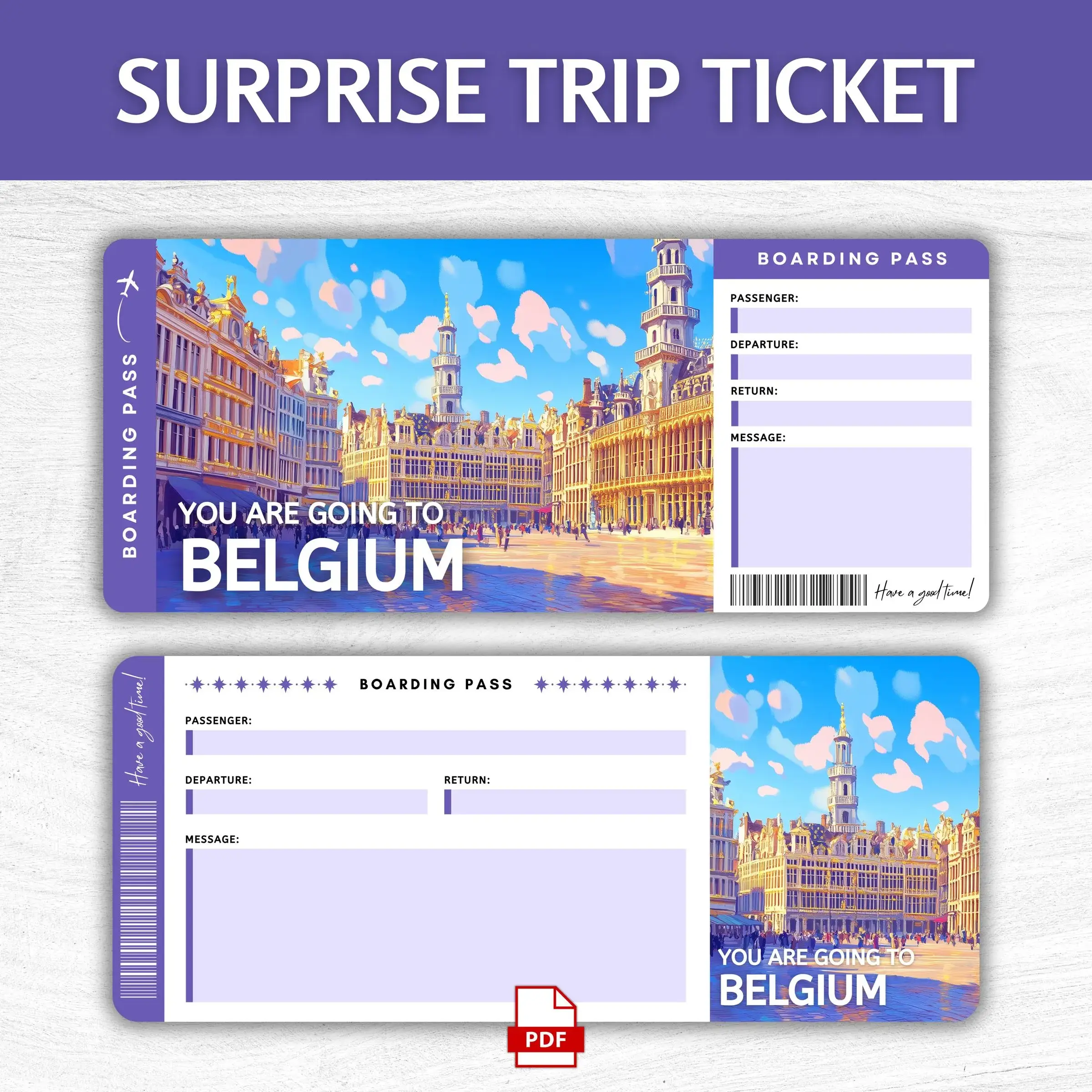 Printable Belgium Boarding Pass