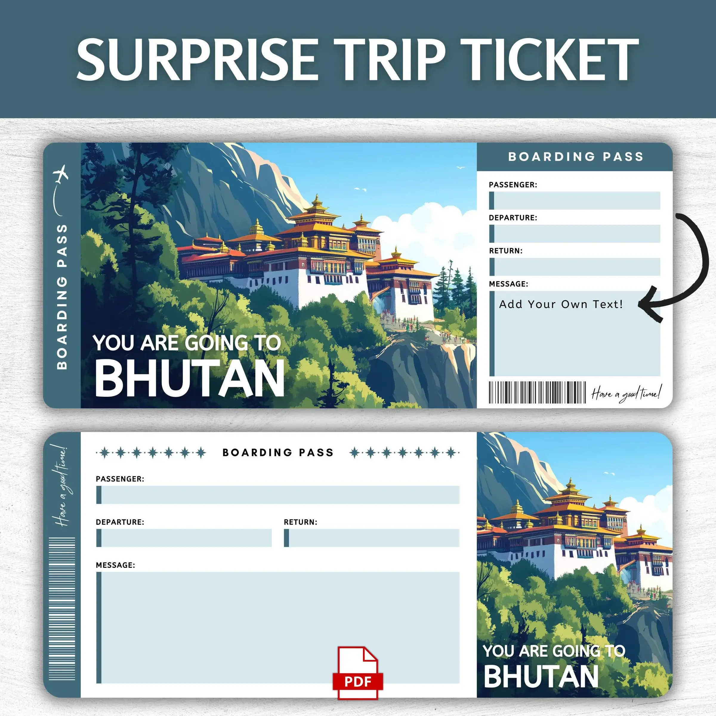 Printable Bhutan Boarding Pass
