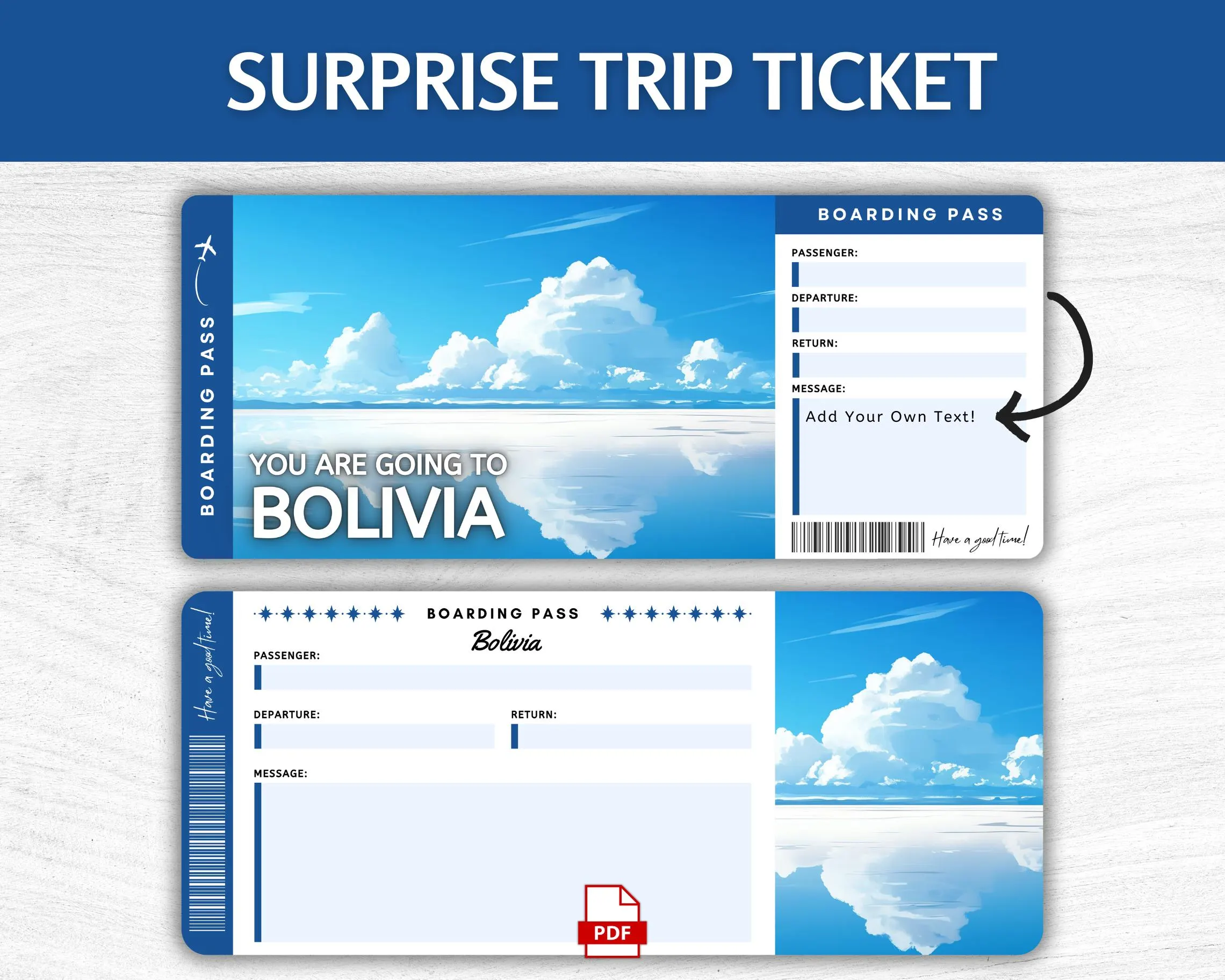 Printable Bolivia Boarding Pass