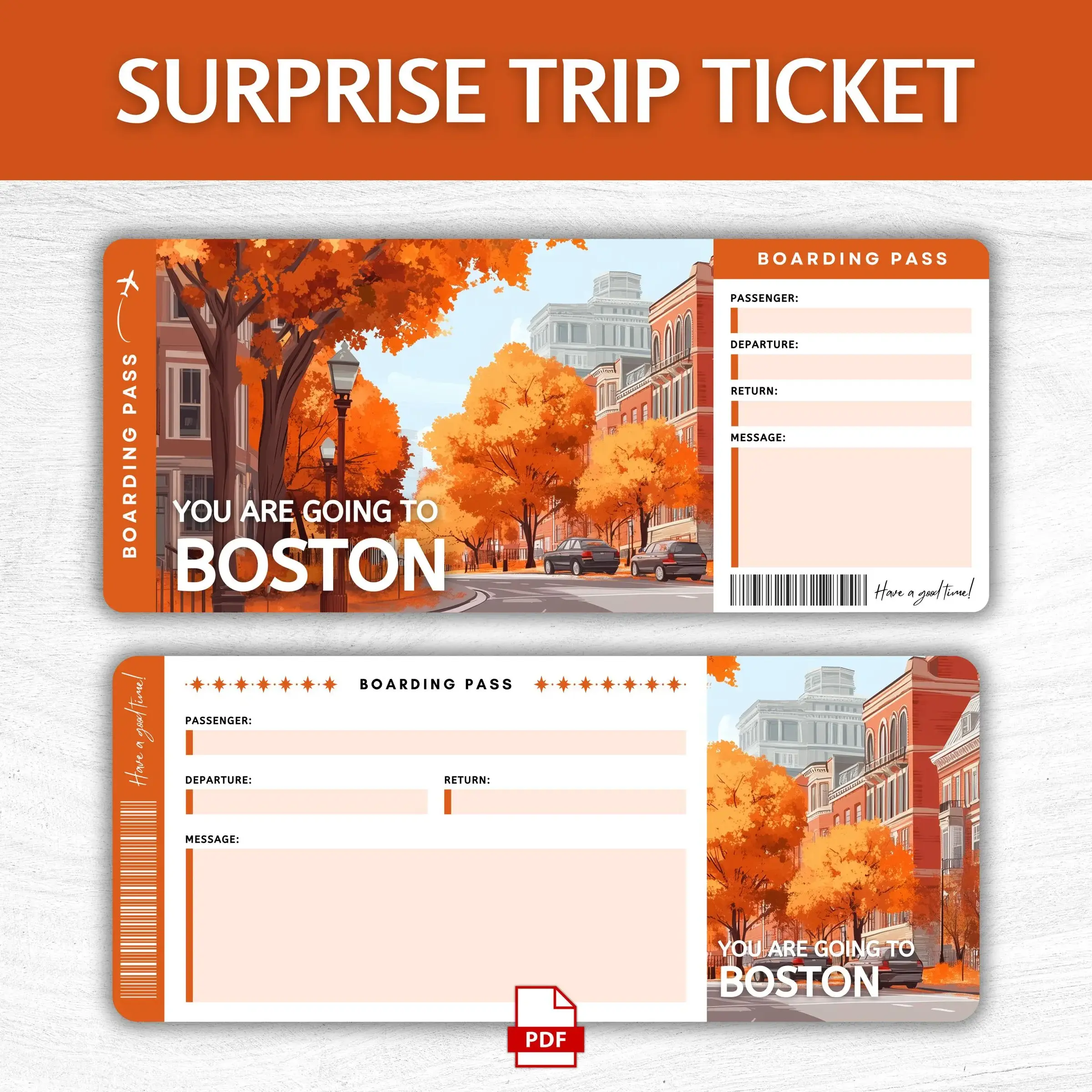 Printable Boston Boarding Pass