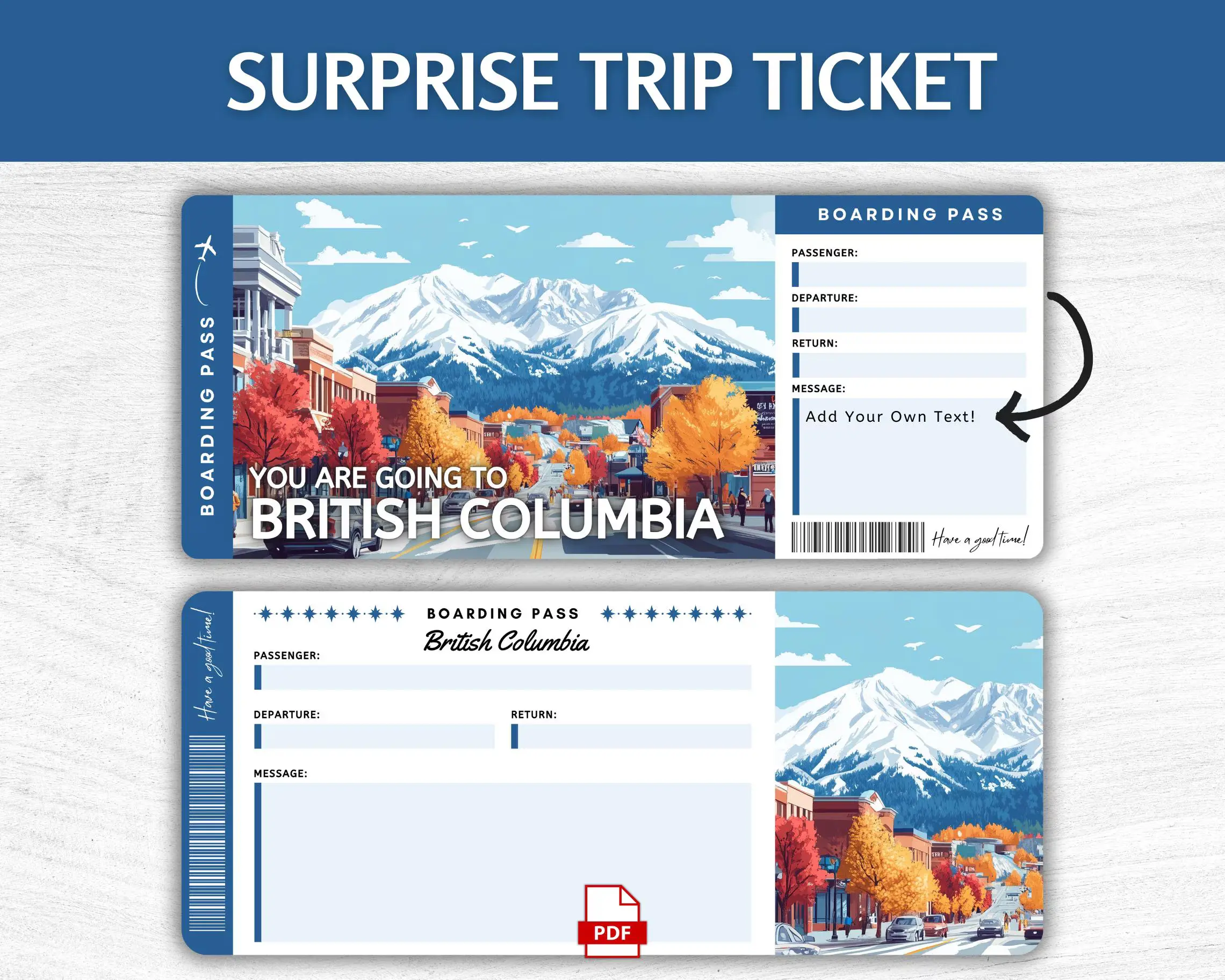 Printable British Columbia Boarding Pass