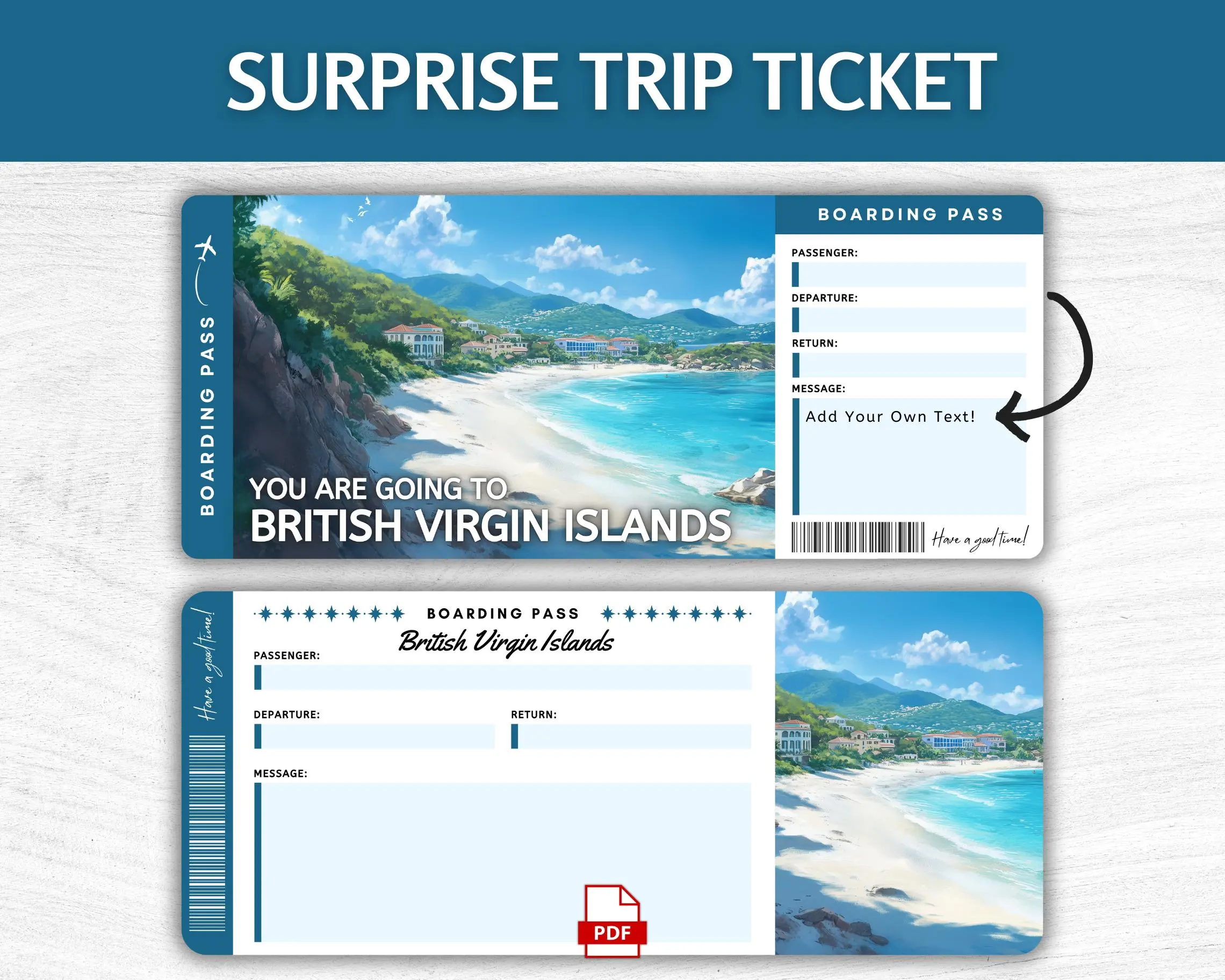 Printable British Virgin Islands Boarding Pass