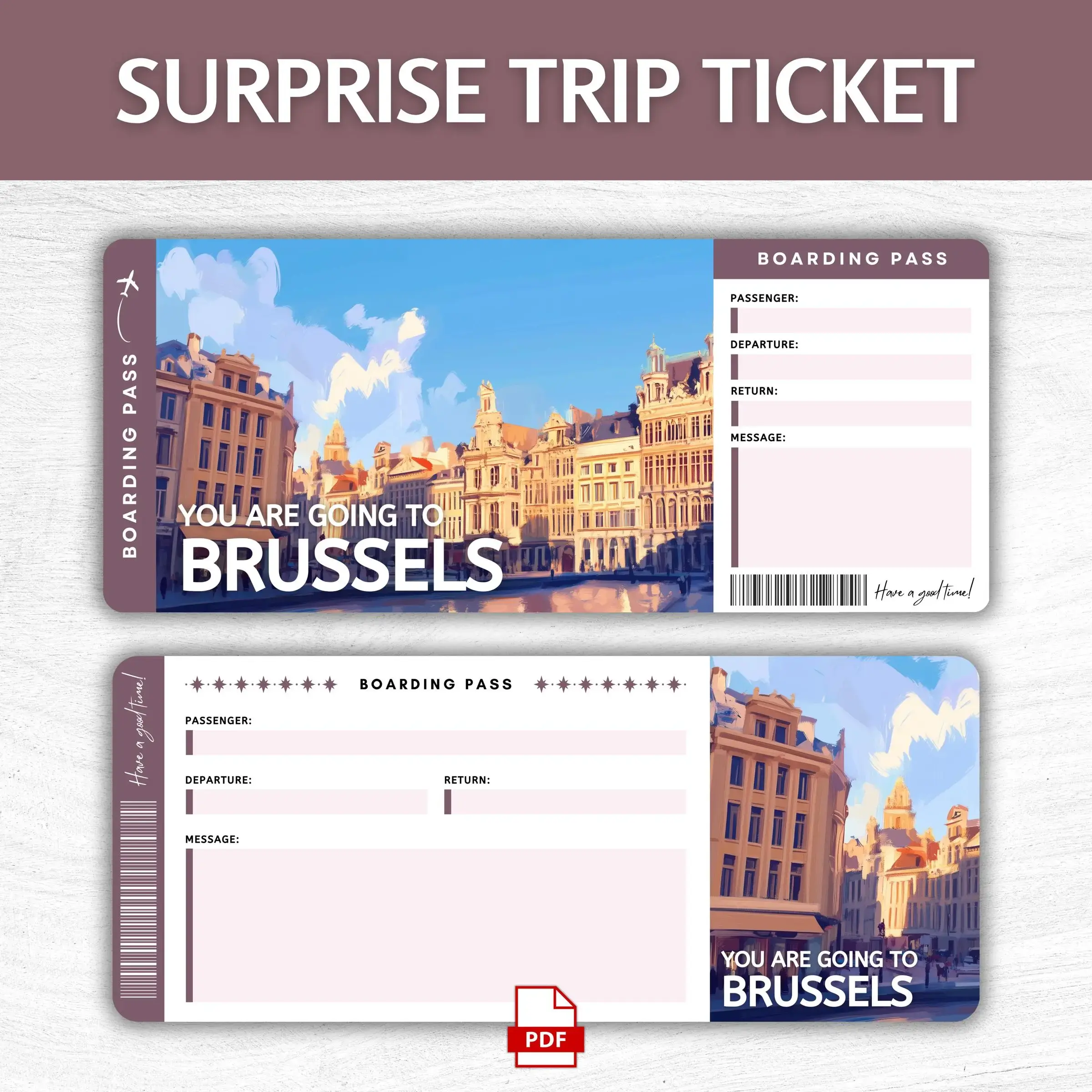 Printable Brussels Boarding Pass