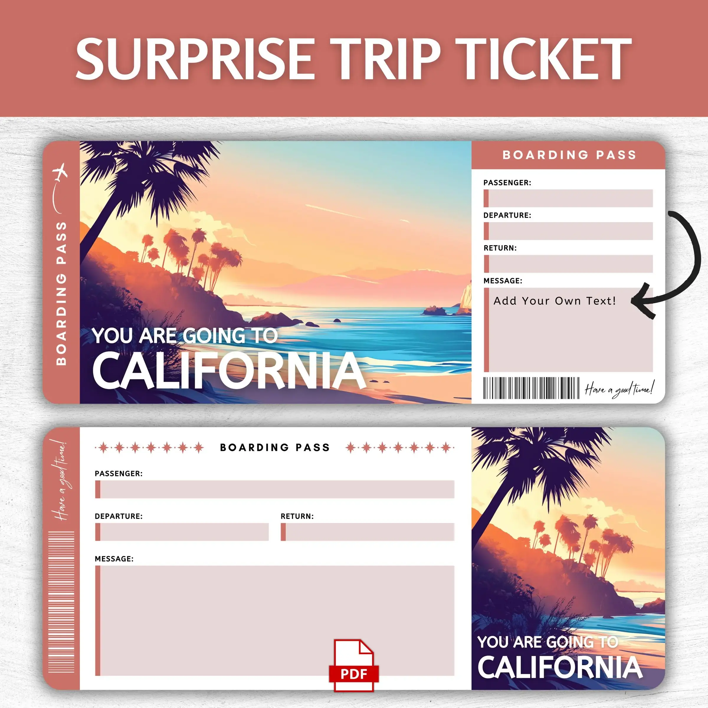 Printable California Boarding Pass