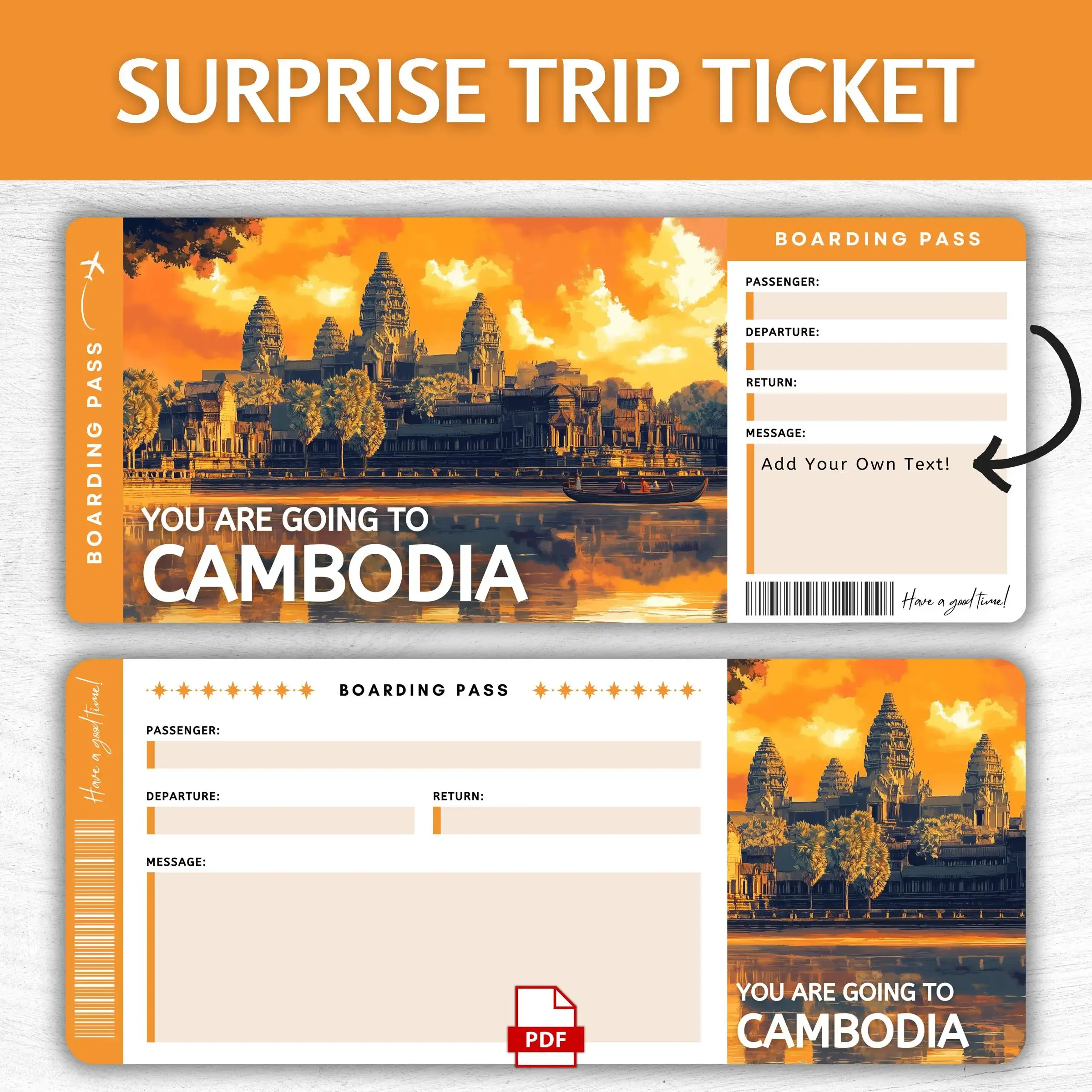 Printable Cambodia Boarding Pass