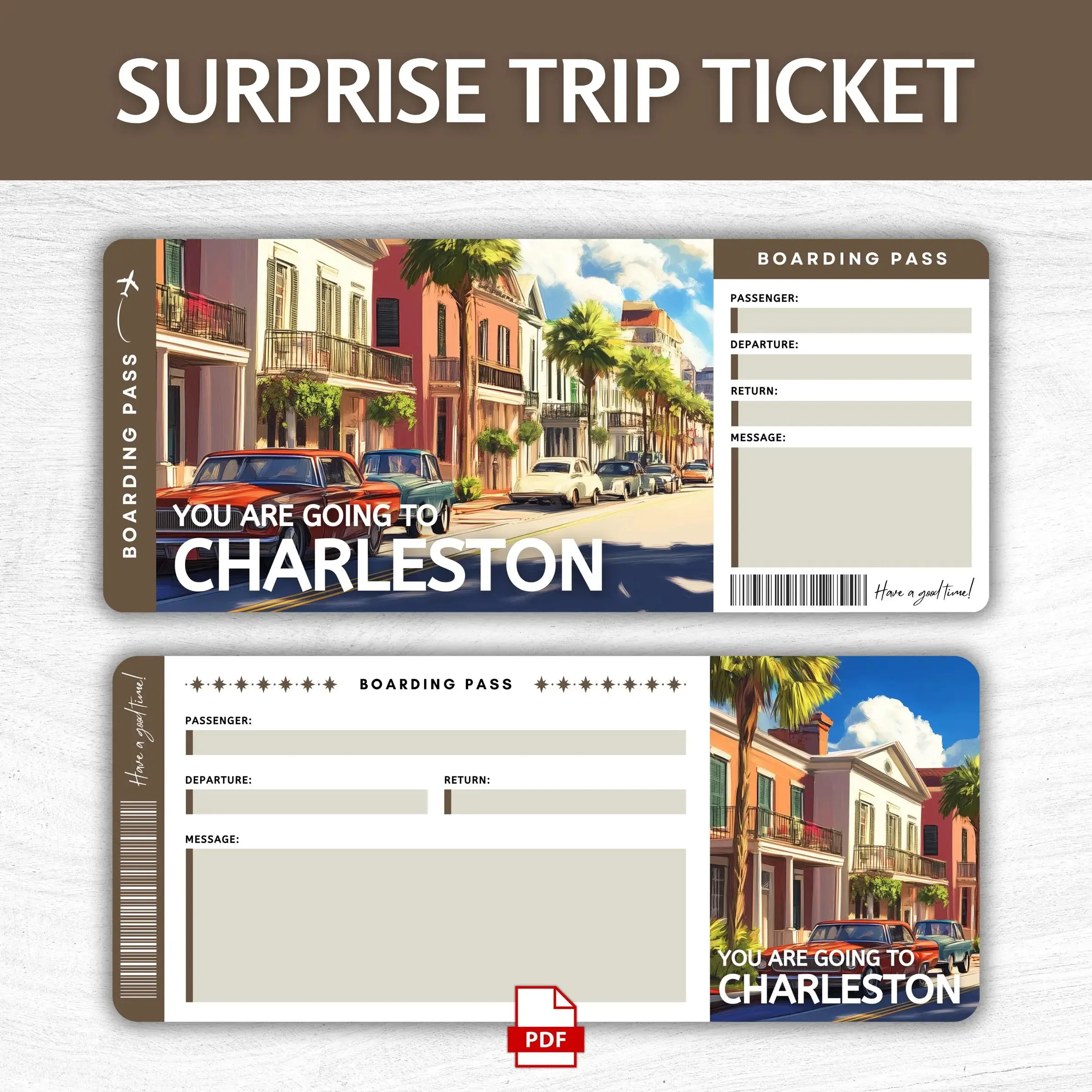 Printable Charleston Boarding Pass
