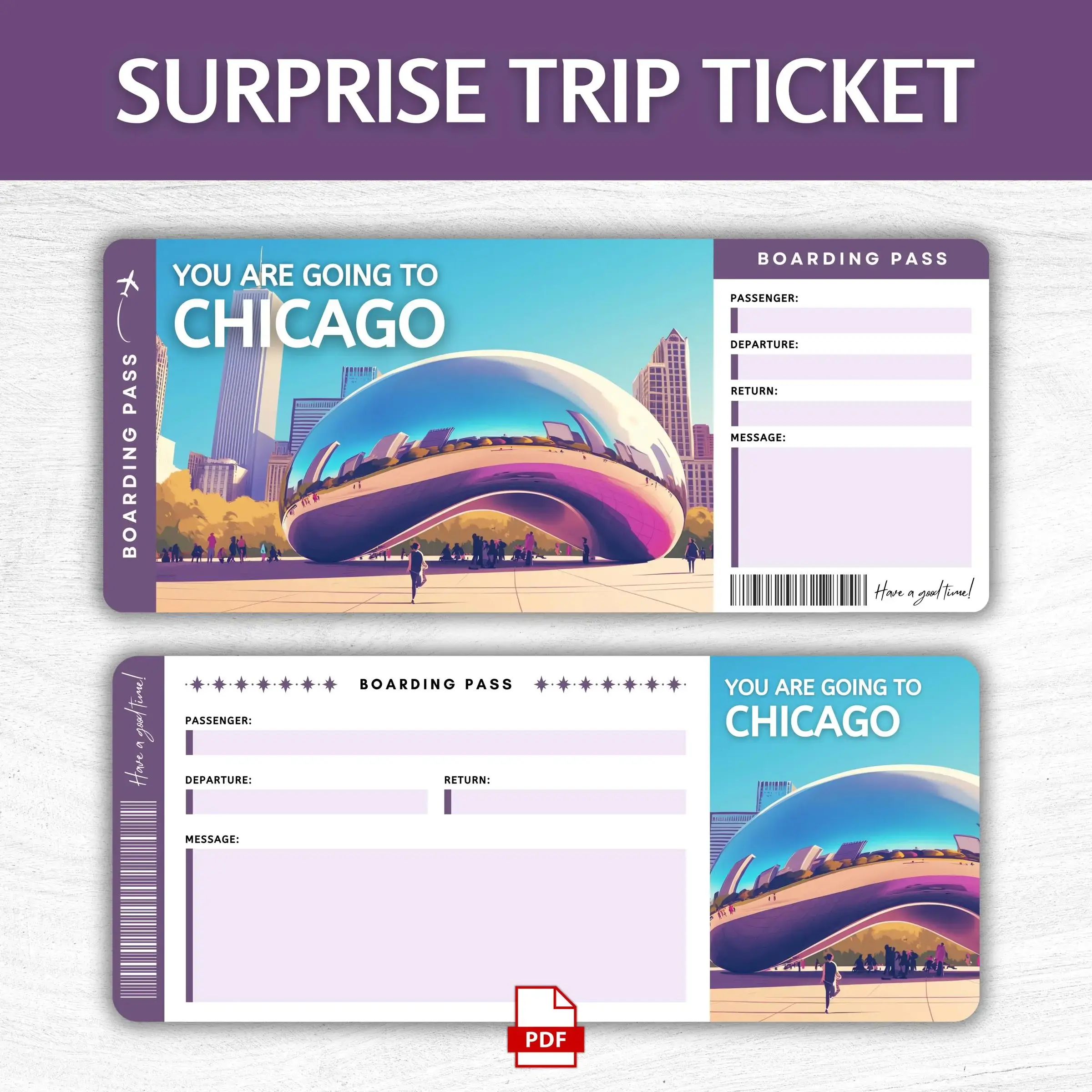 Printable Chicago Boarding Pass