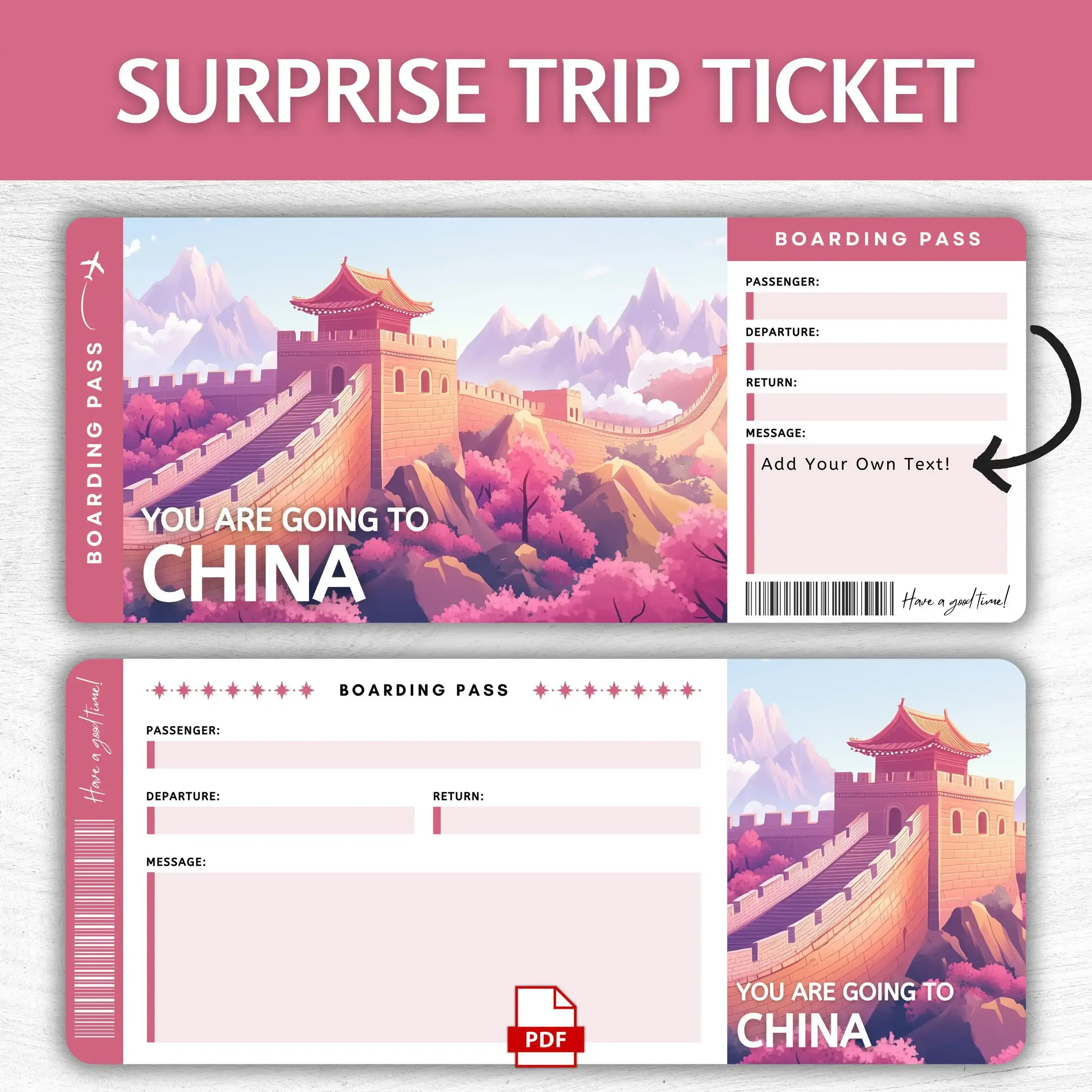 Printable China Boarding Pass