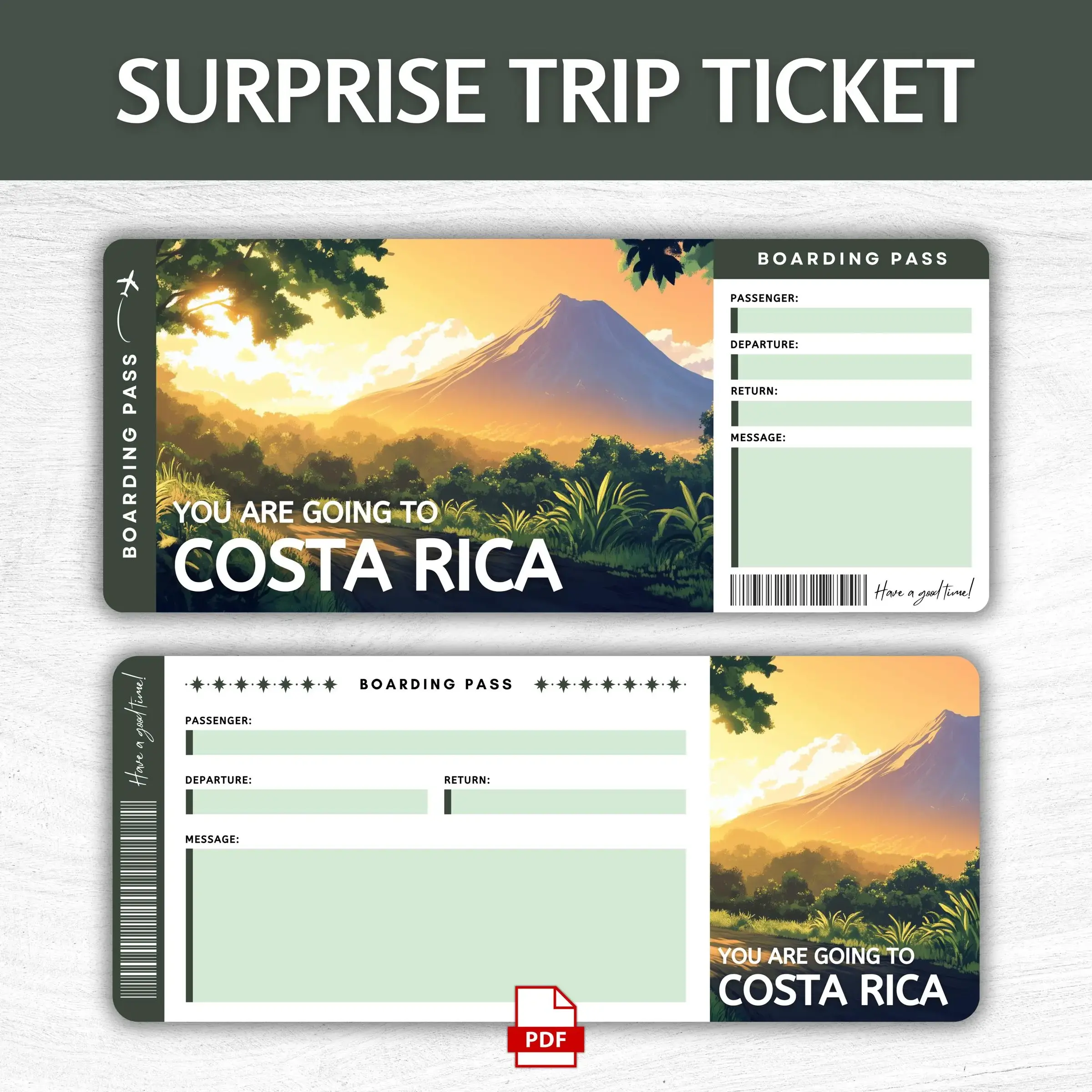 Printable Costa Rica Boarding Pass