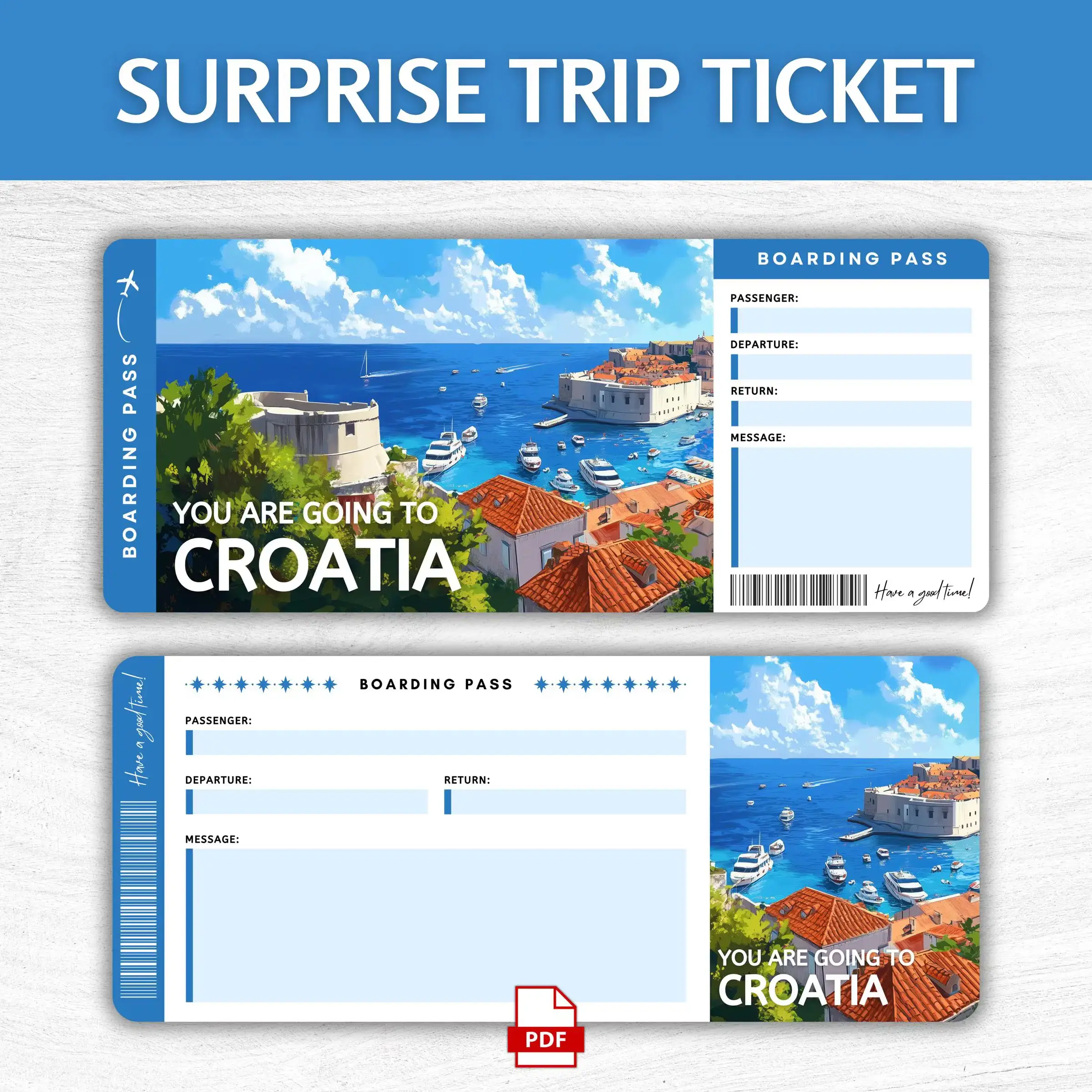 Printable Croatia Boarding Pass