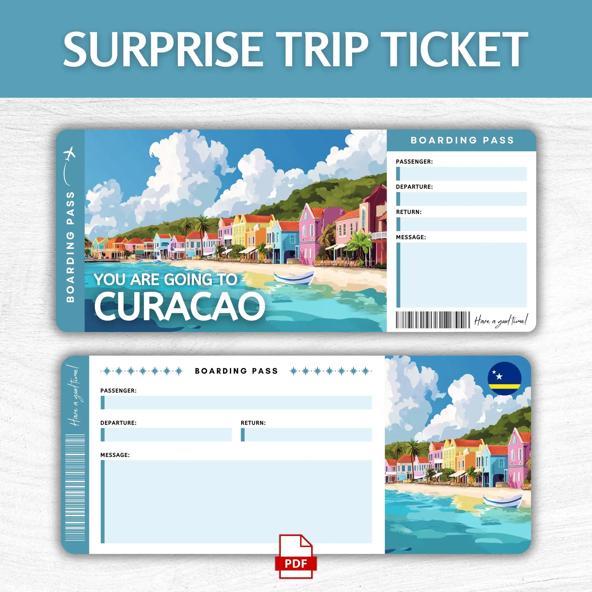 Printable Curacao Boarding Pass