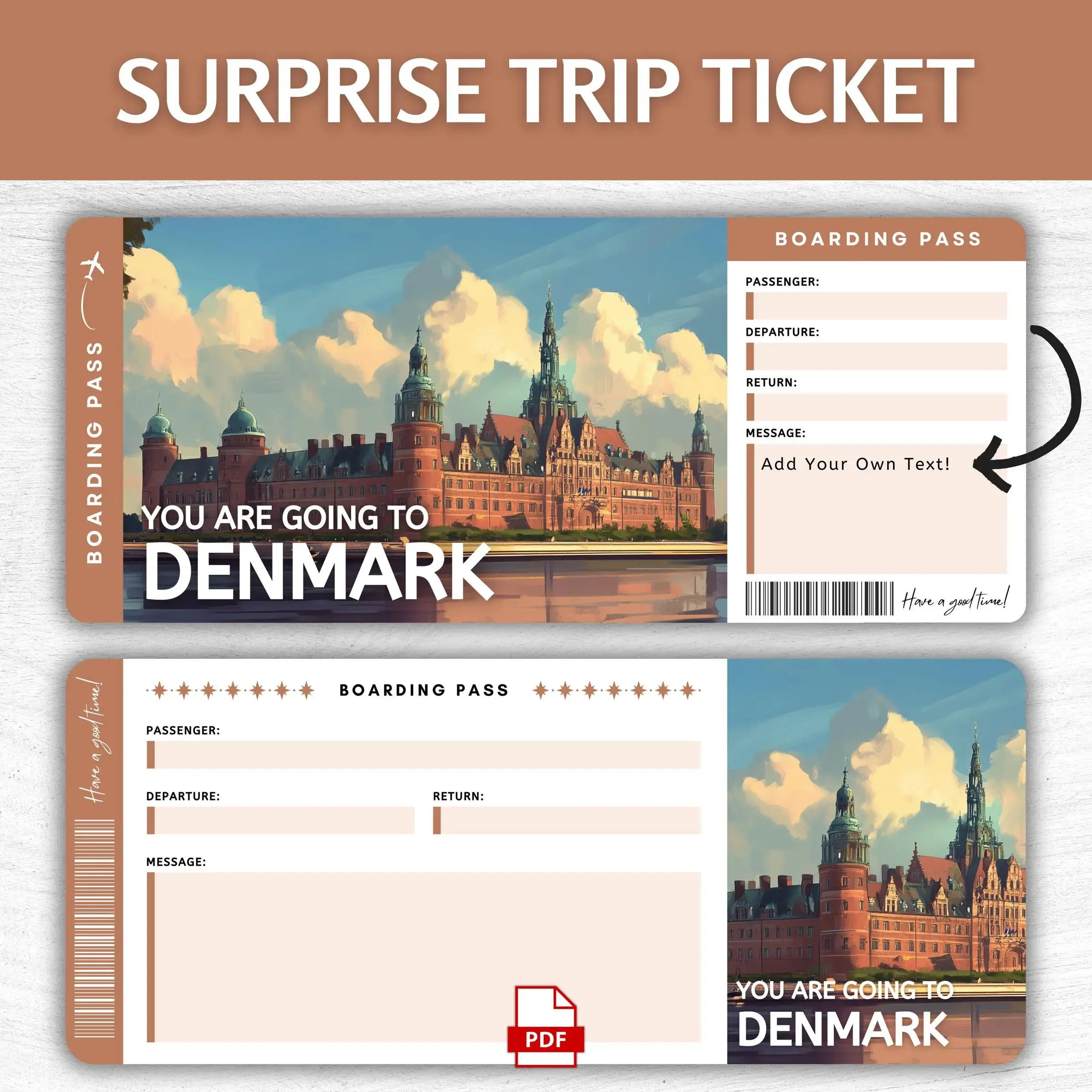 Printable Denmark Boarding Pass