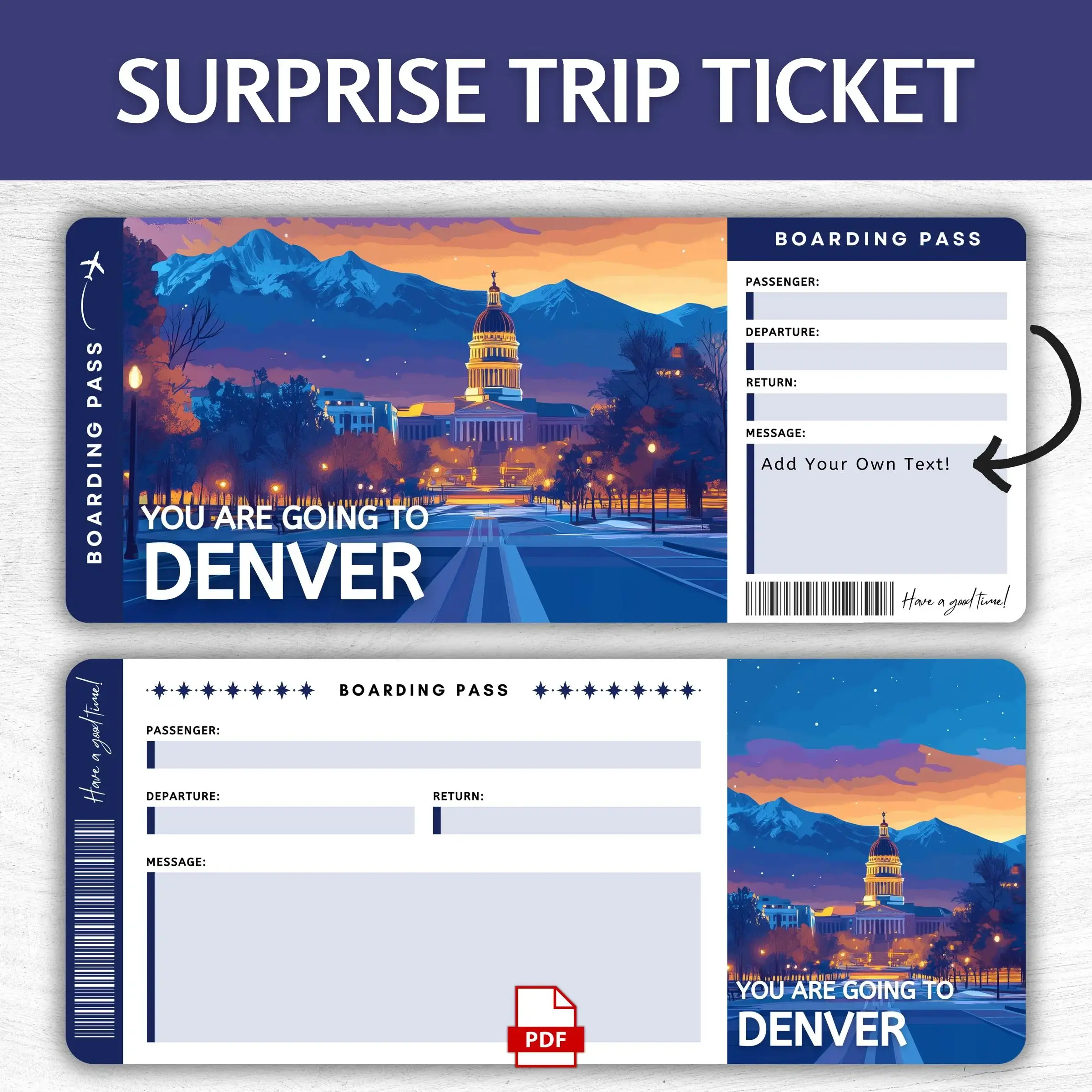 Printable Denver Boarding Pass