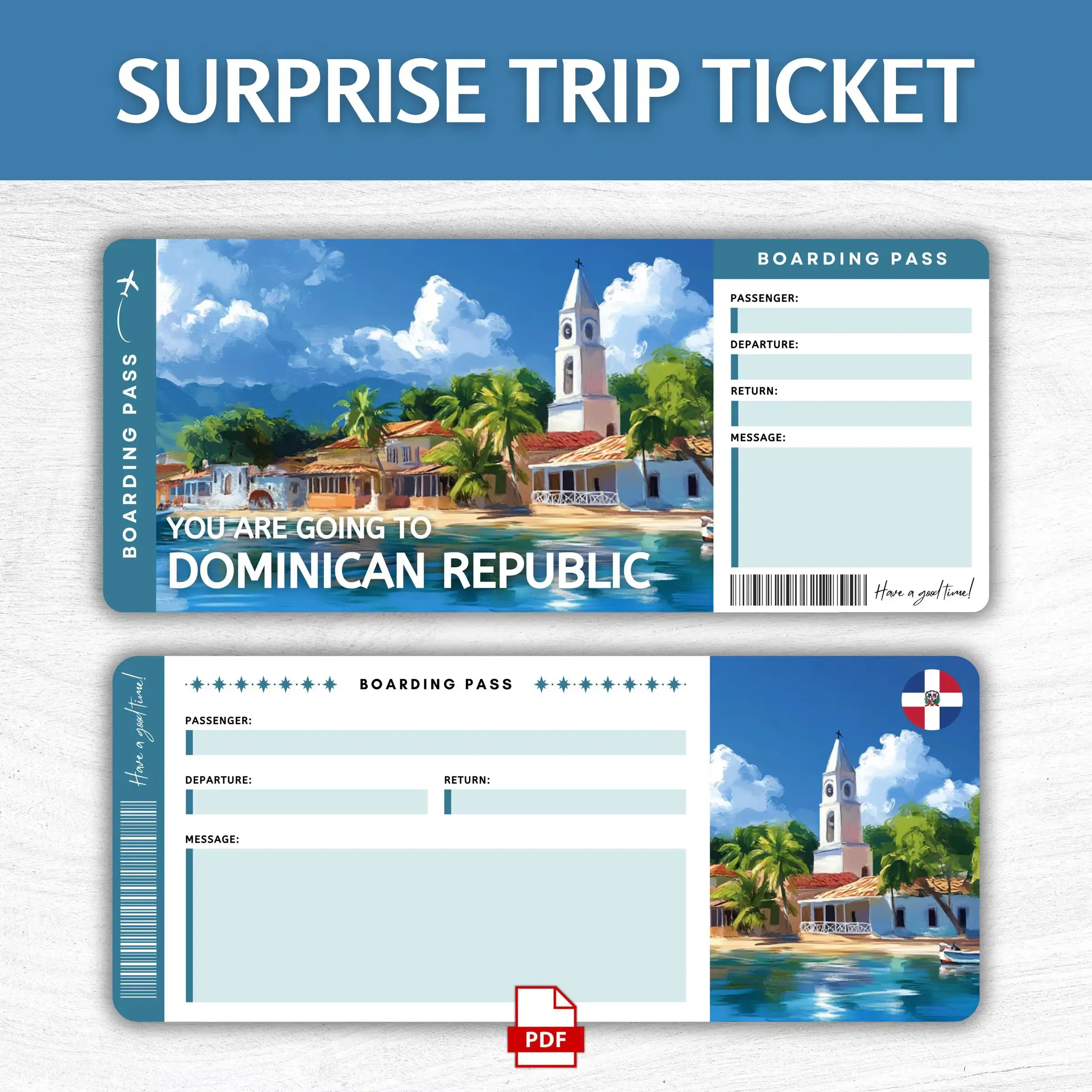 Printable Dominican Republic Boarding Pass