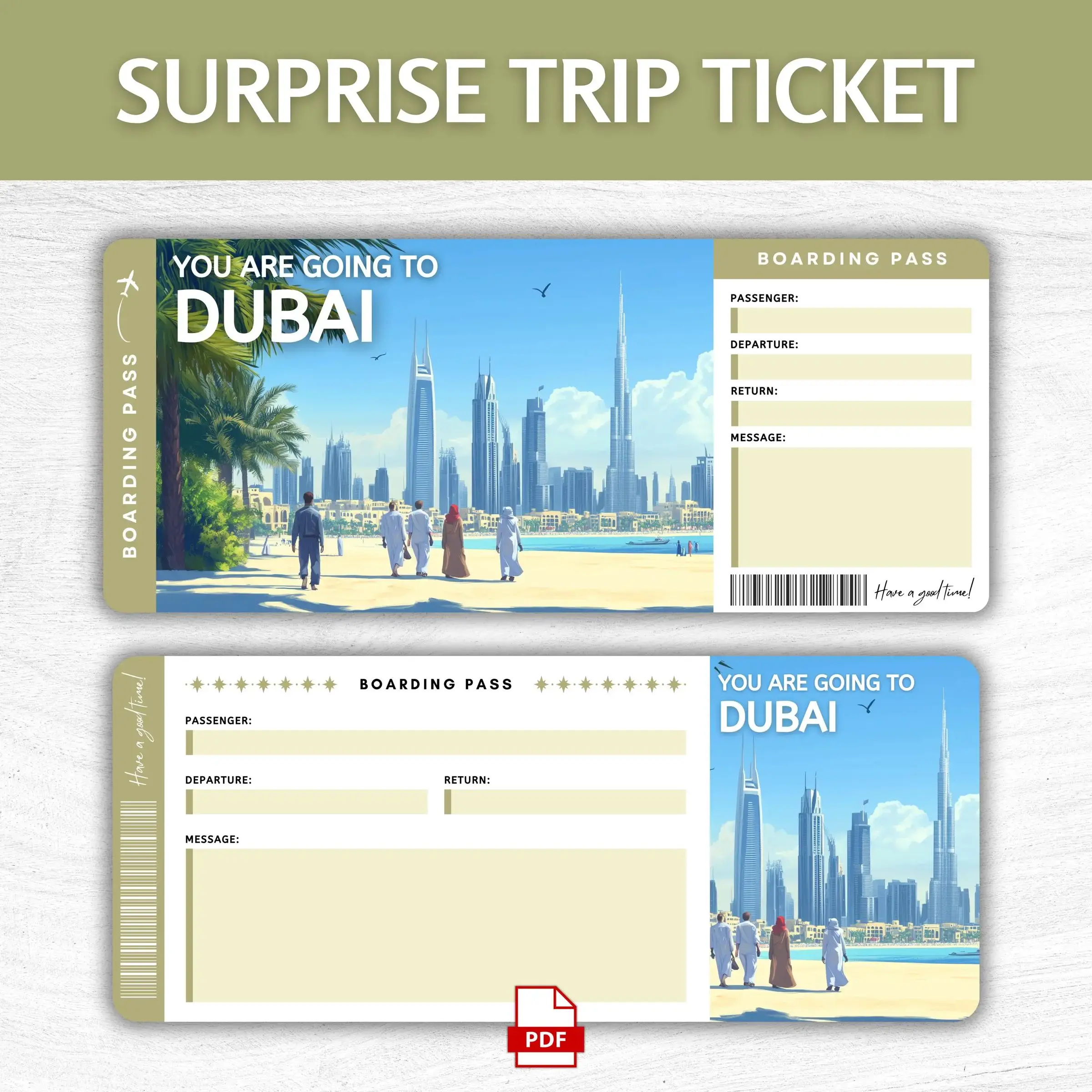 Printable Dubai Boarding Pass