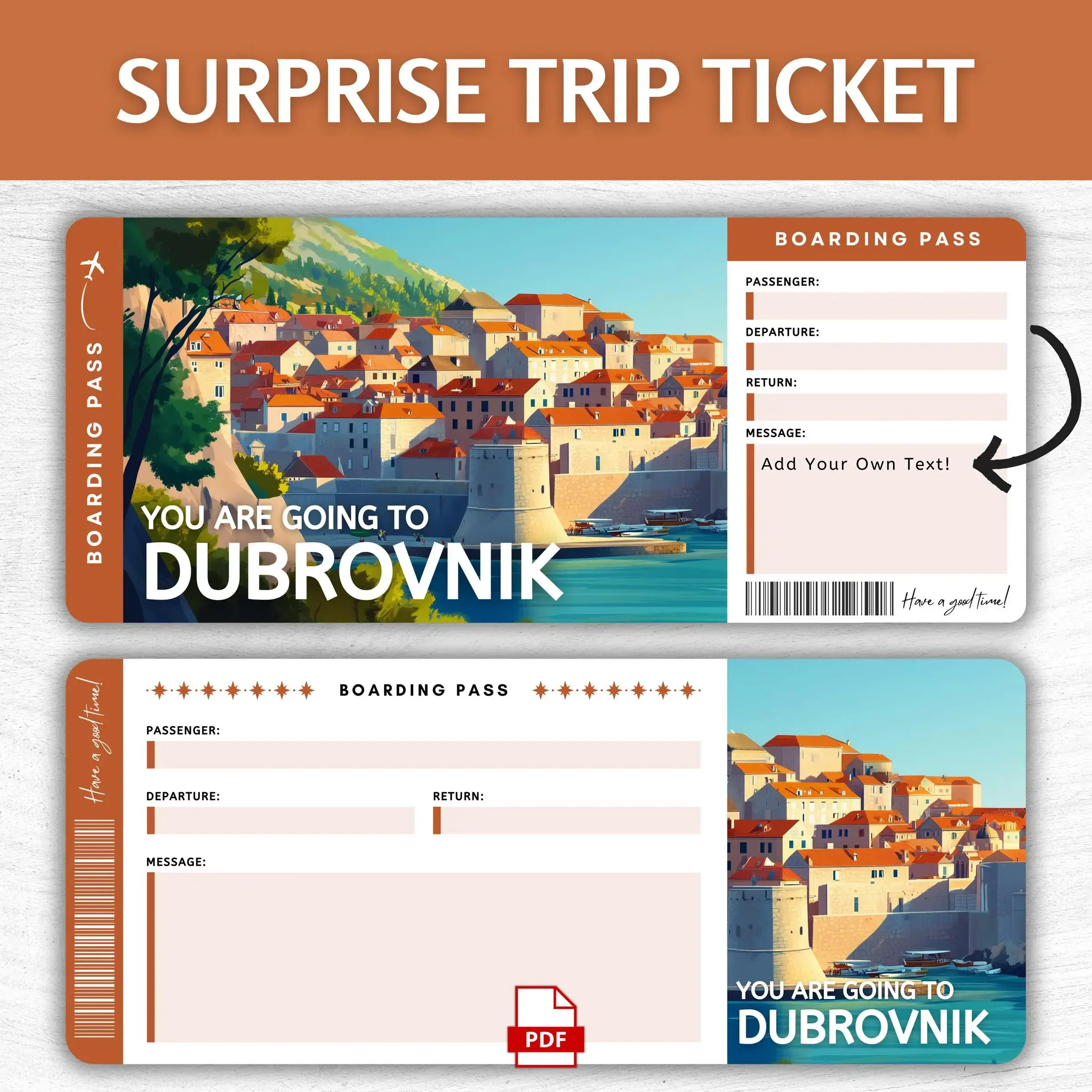 Printable Dubrovnik Boarding Pass