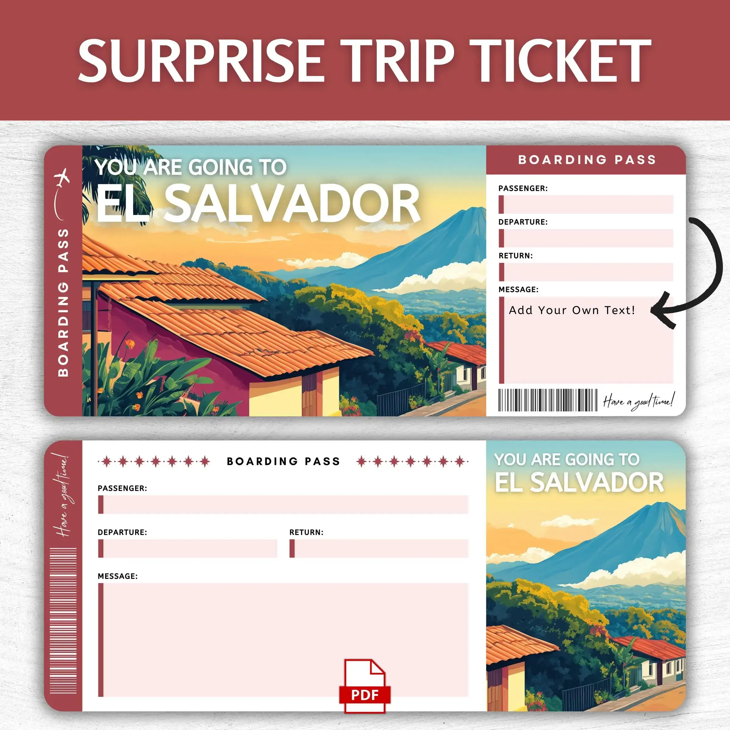 Printable El Salvador Boarding Pass