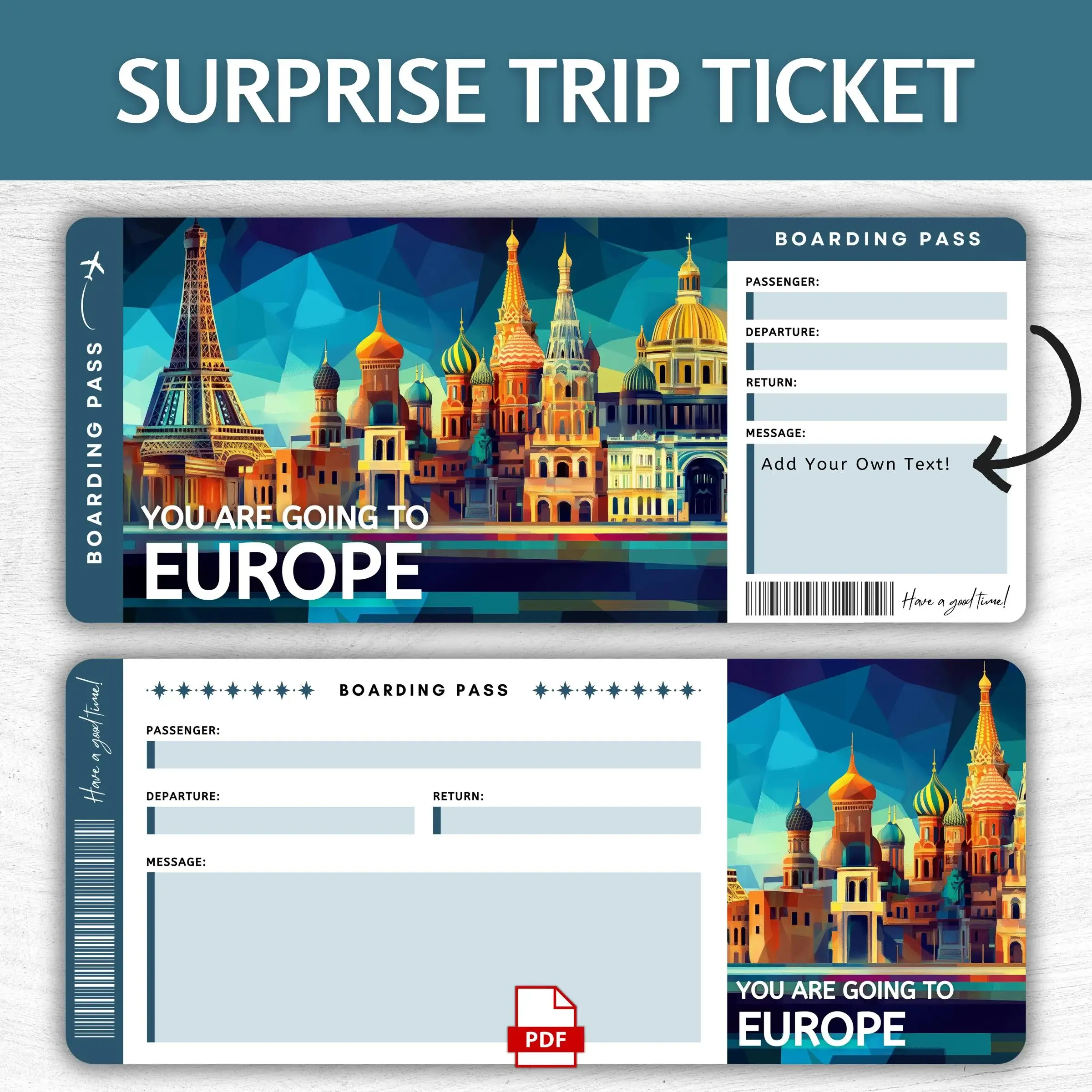 Printable Europe Boarding Pass