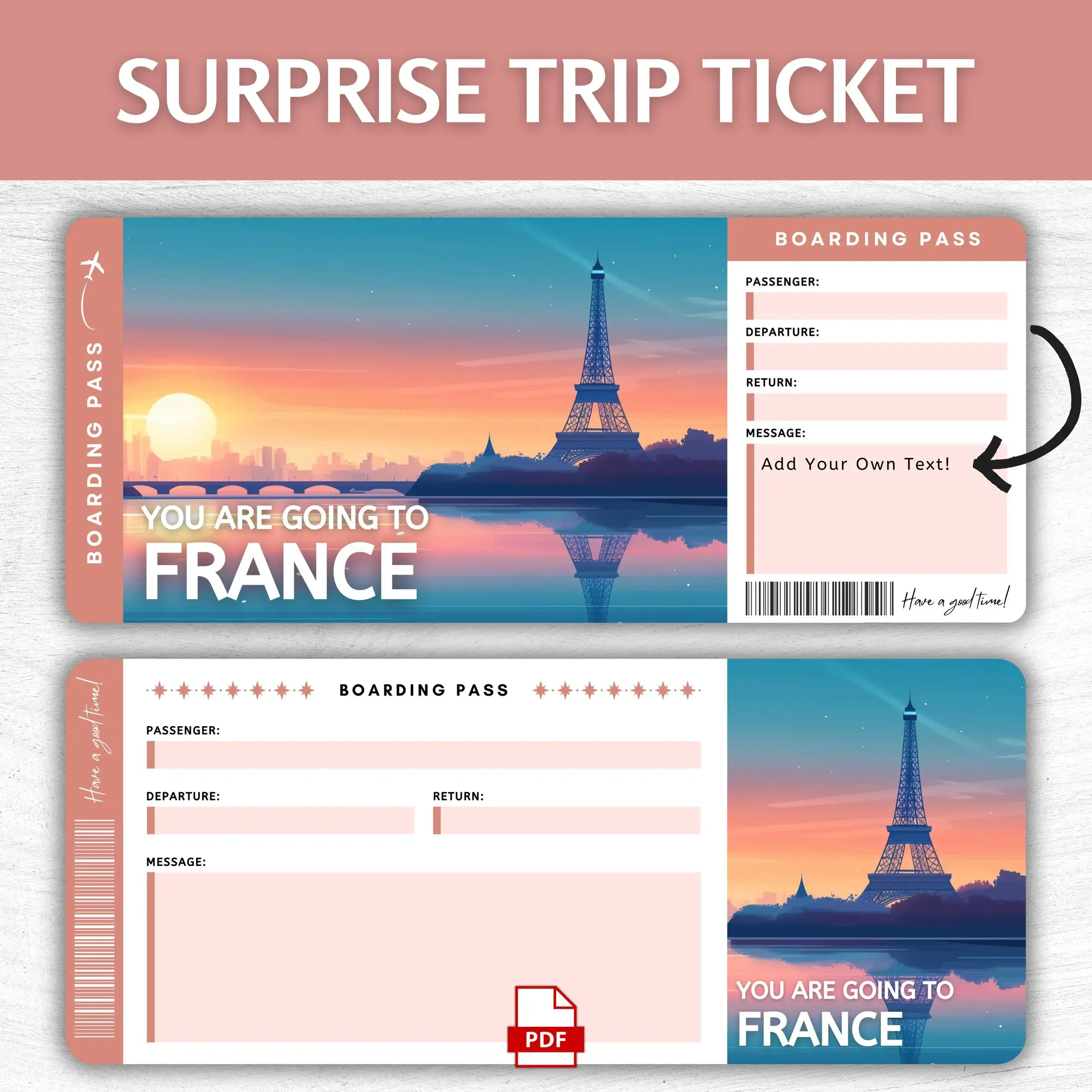 Printable France Boarding Pass