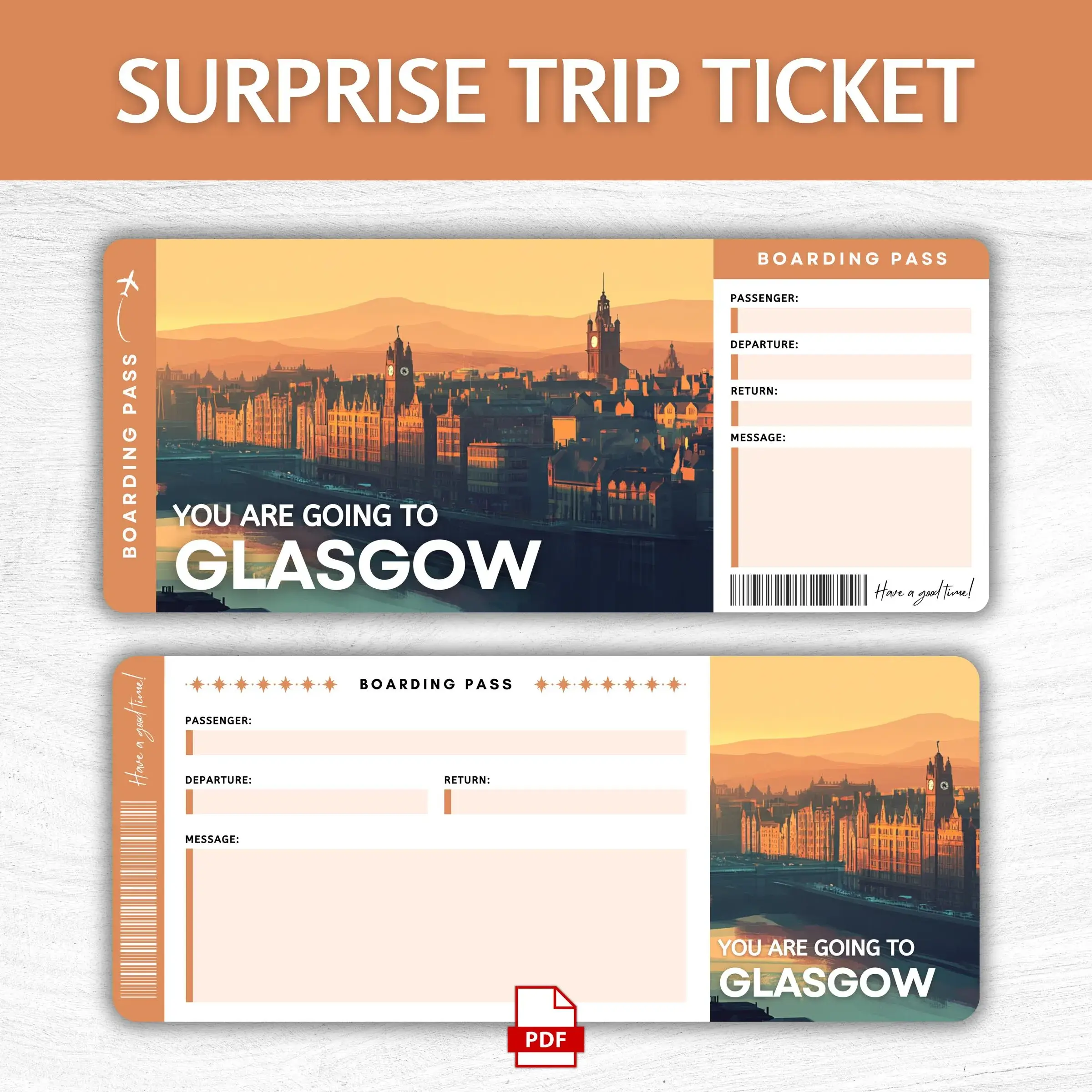 Printable Glasgow Boarding Pass