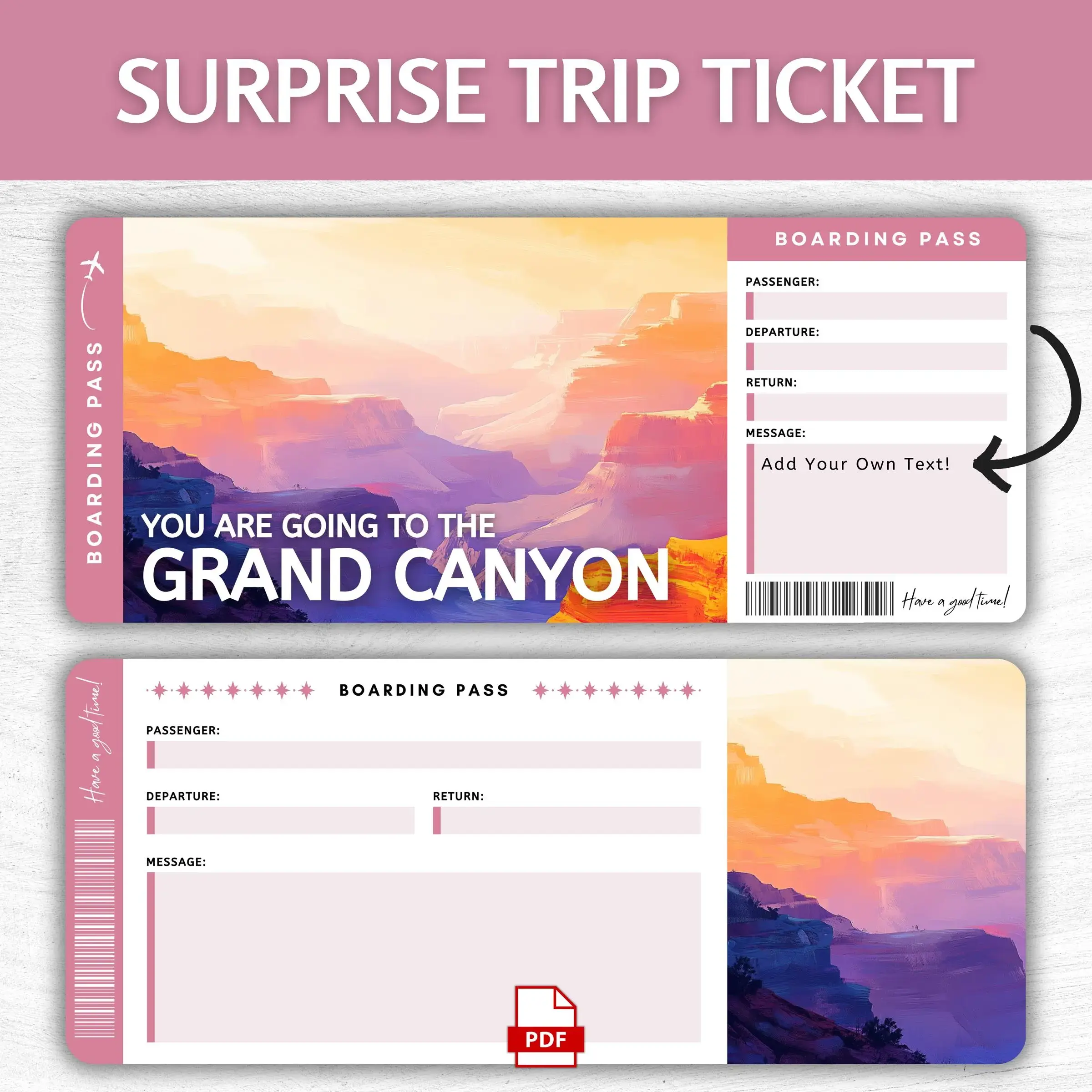Printable Grand Canyon Boarding Pass