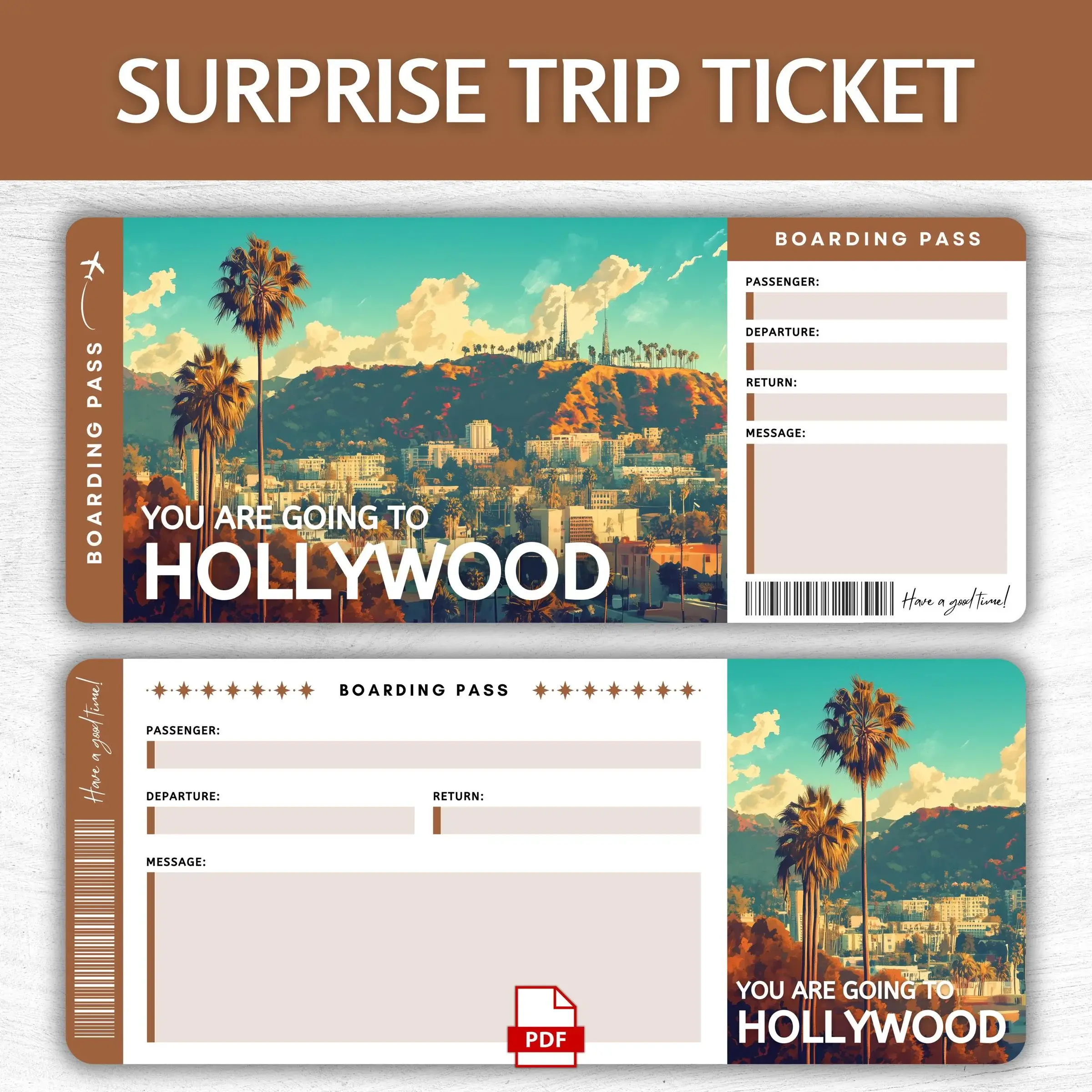 Printable Hollywood Boarding Pass