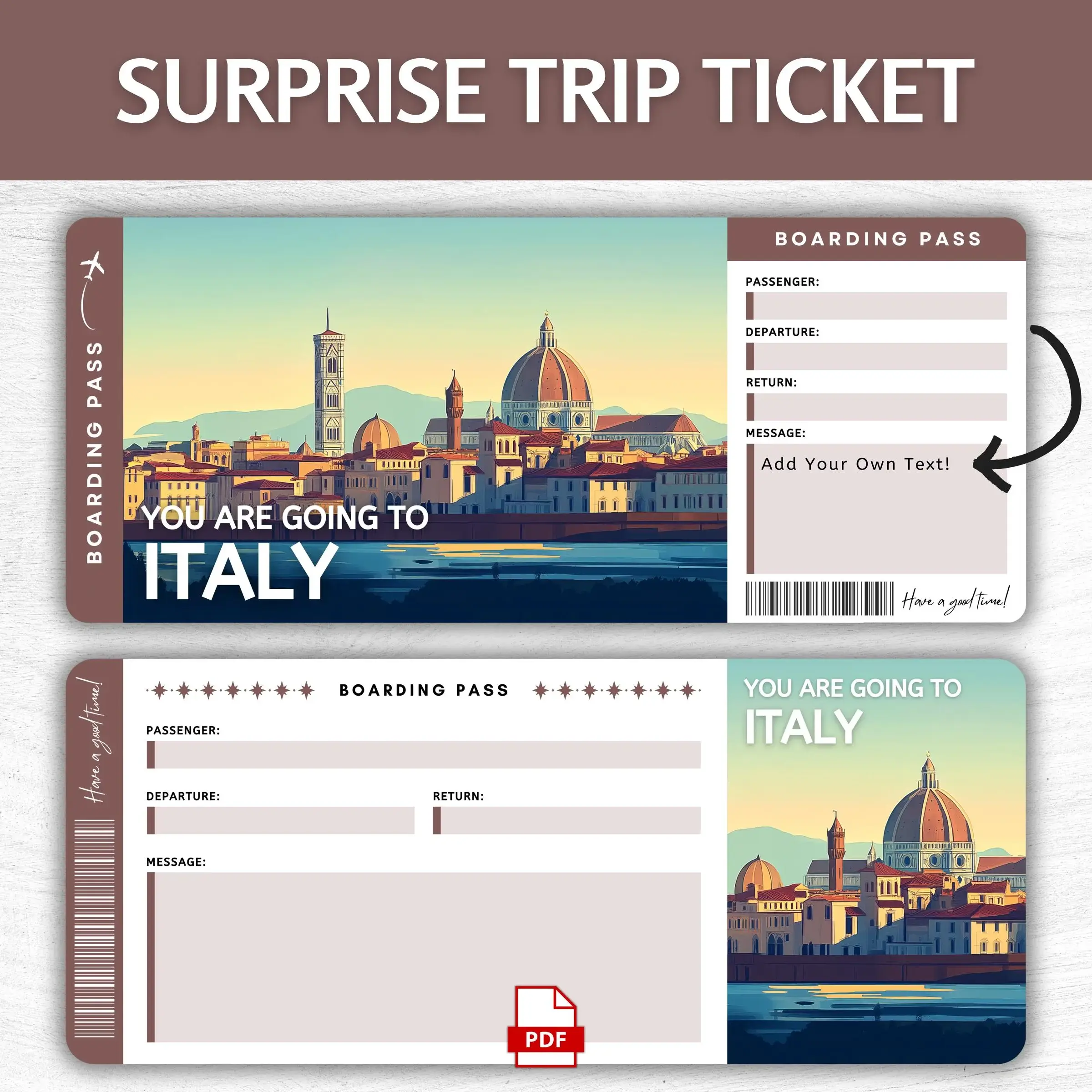 Printable Italy Boarding Pass