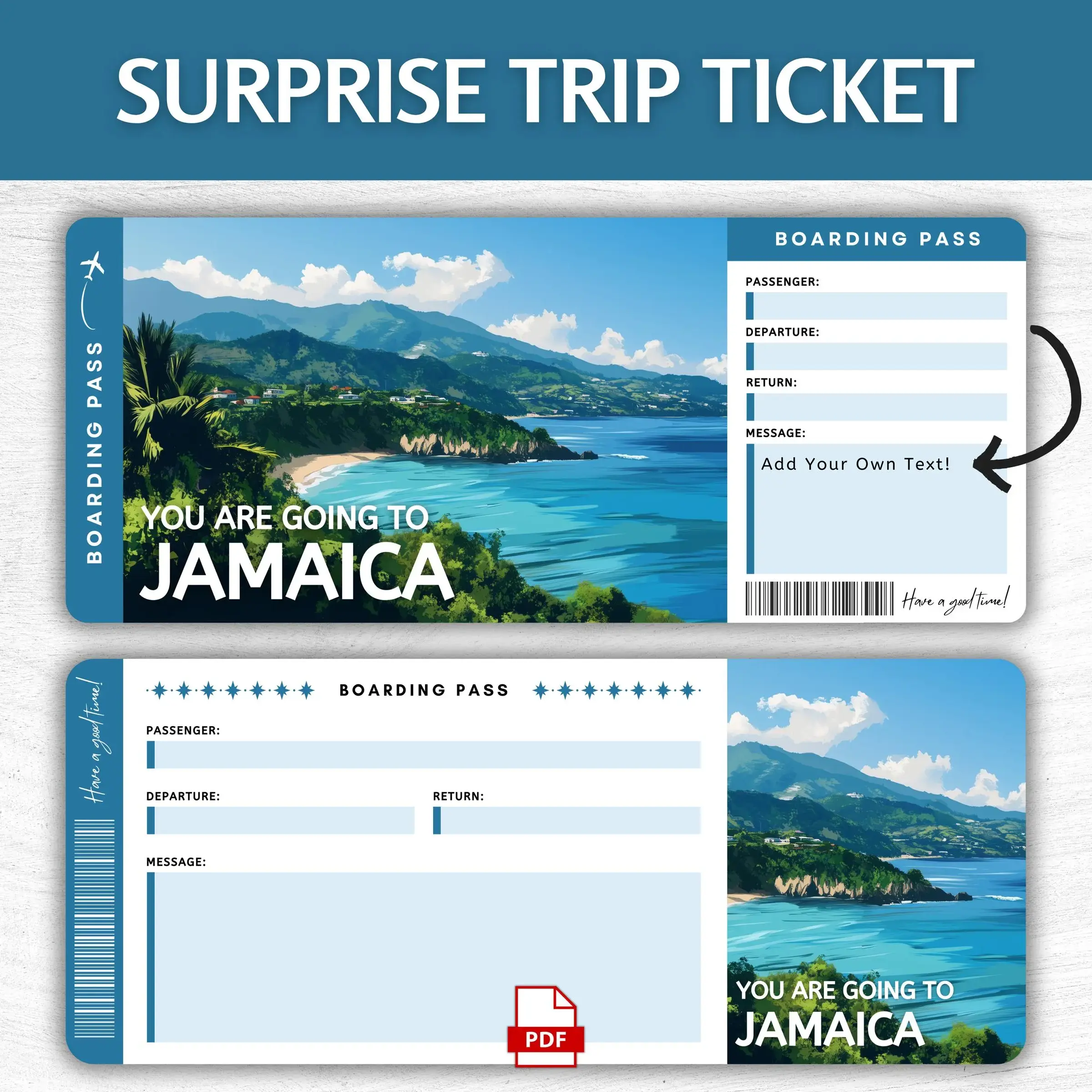 Printable Jamaica Boarding Pass