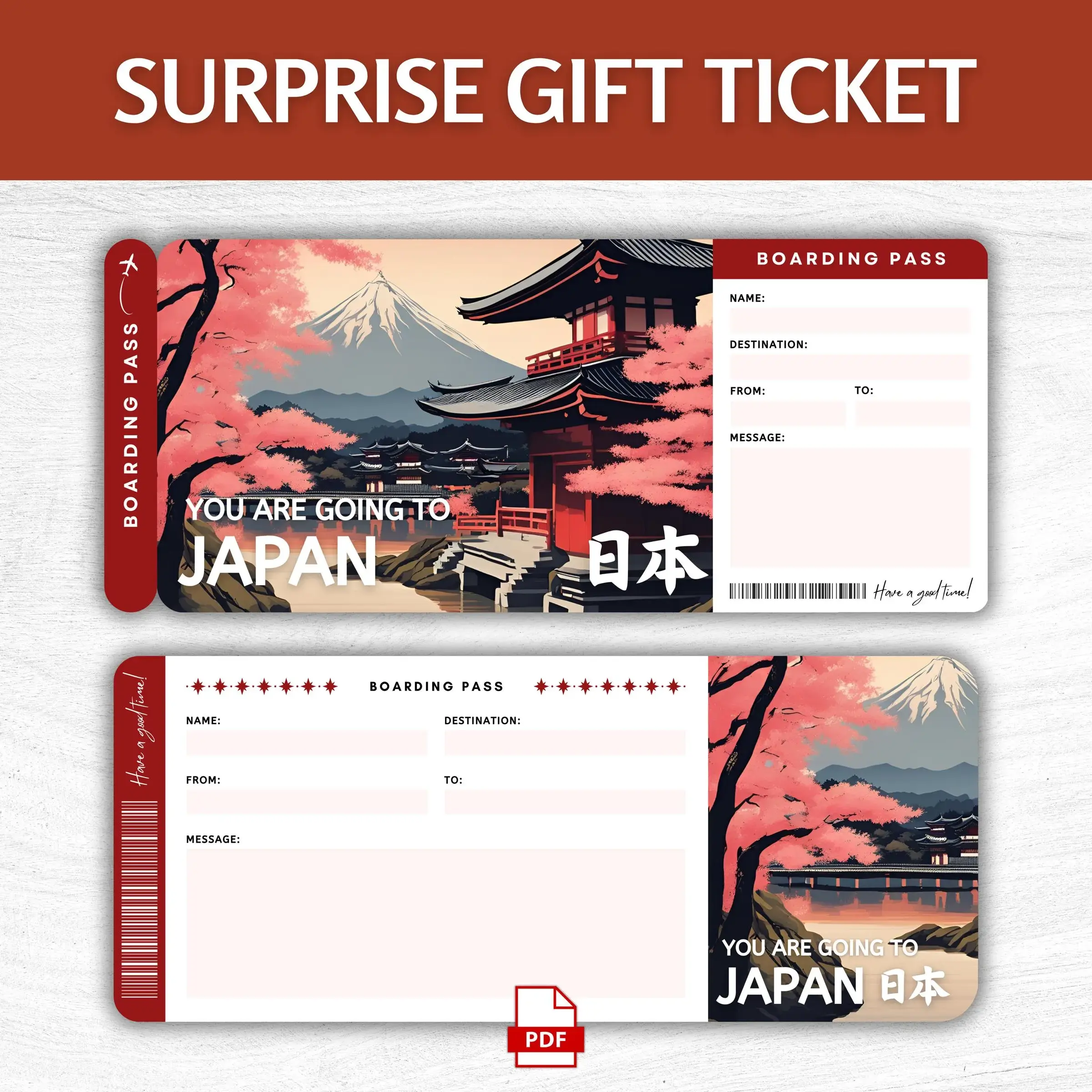 Printable Japan Boarding Pass
