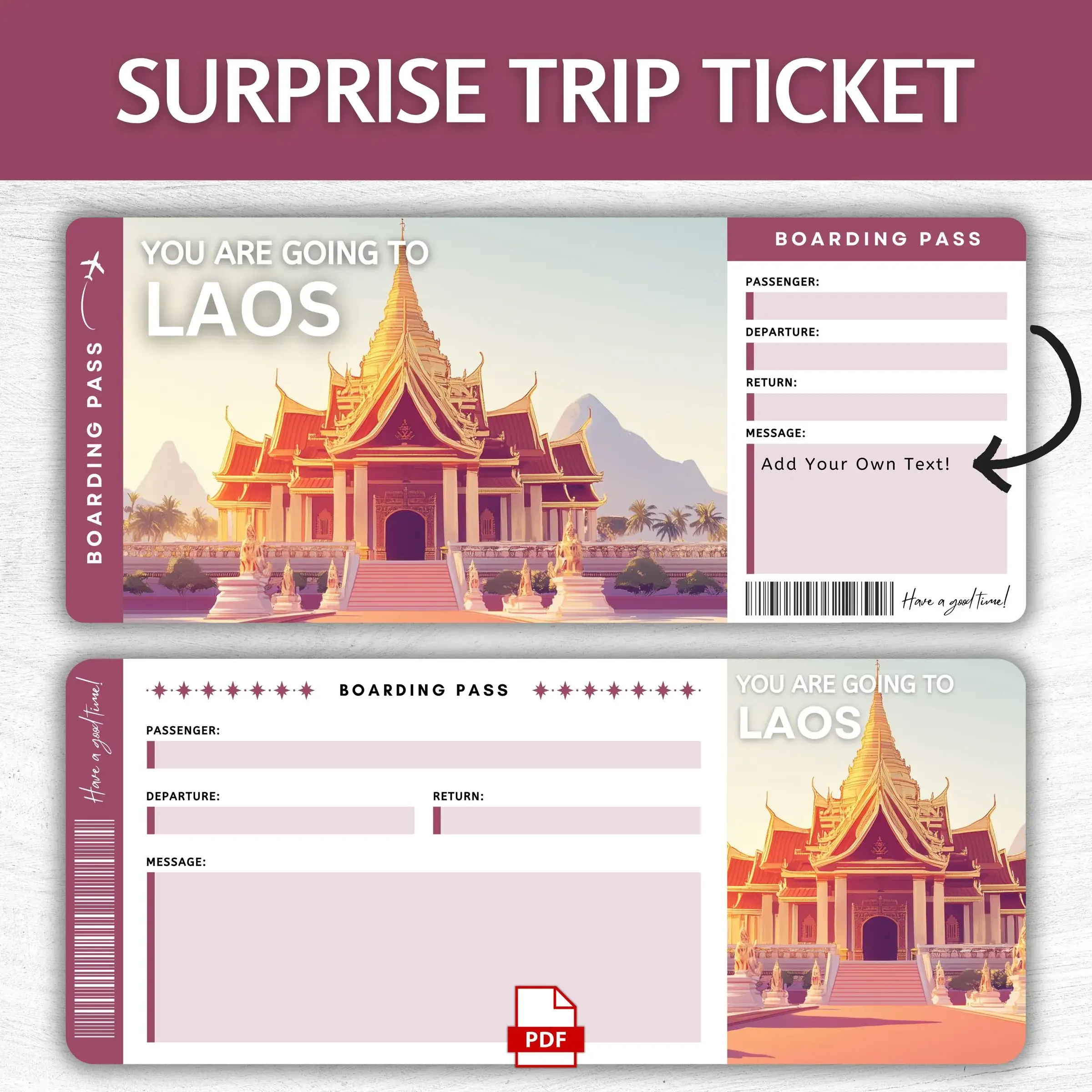 Printable Laos Boarding Pass