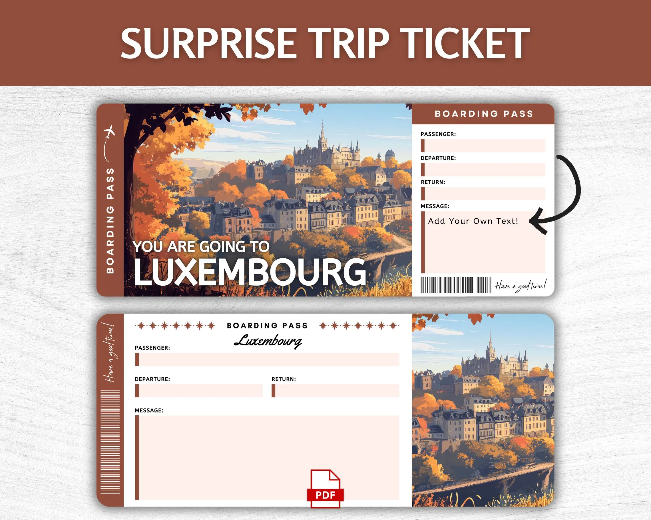 Printable Luxembourg Boarding Pass