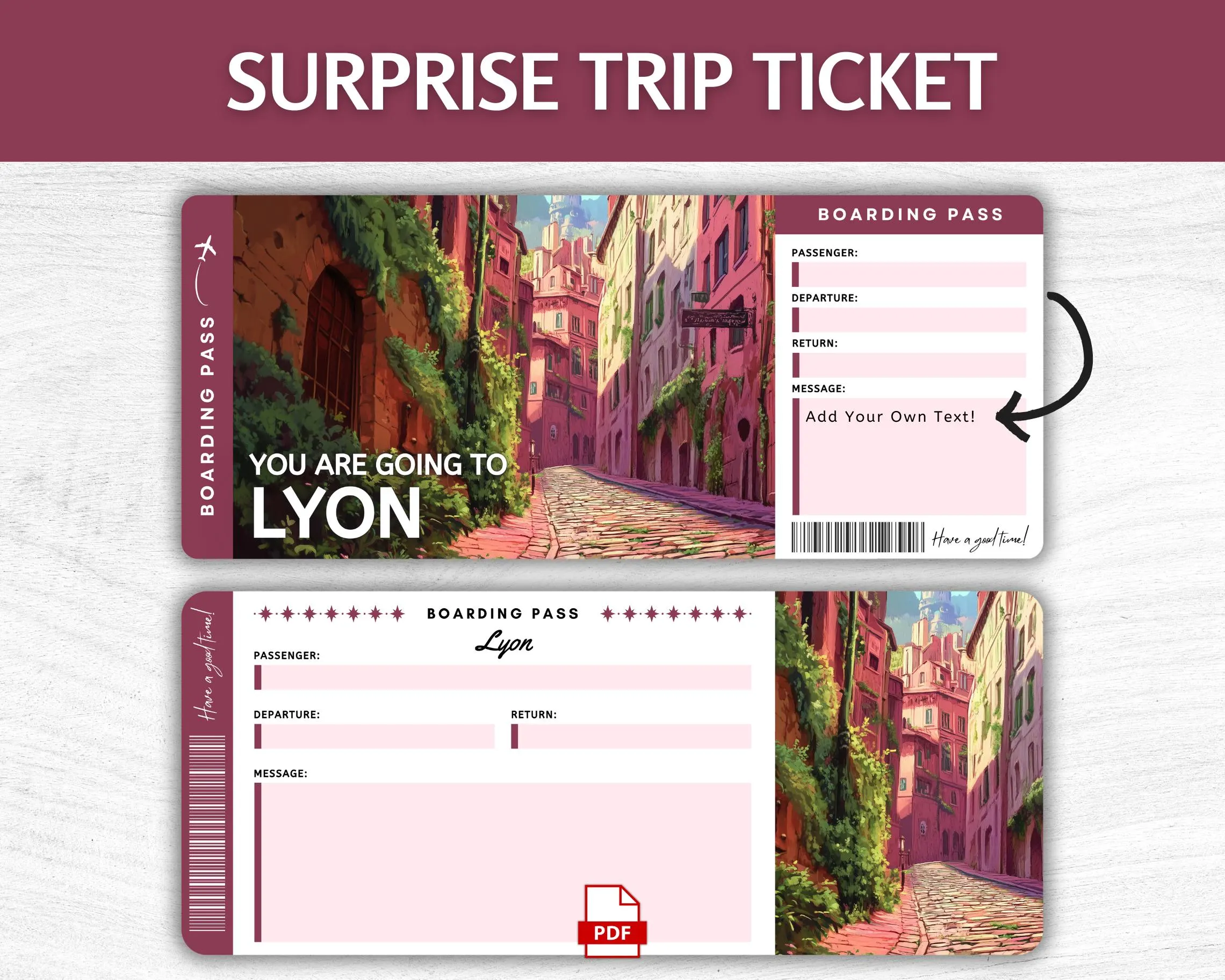 Printable Lyon Boarding Pass
