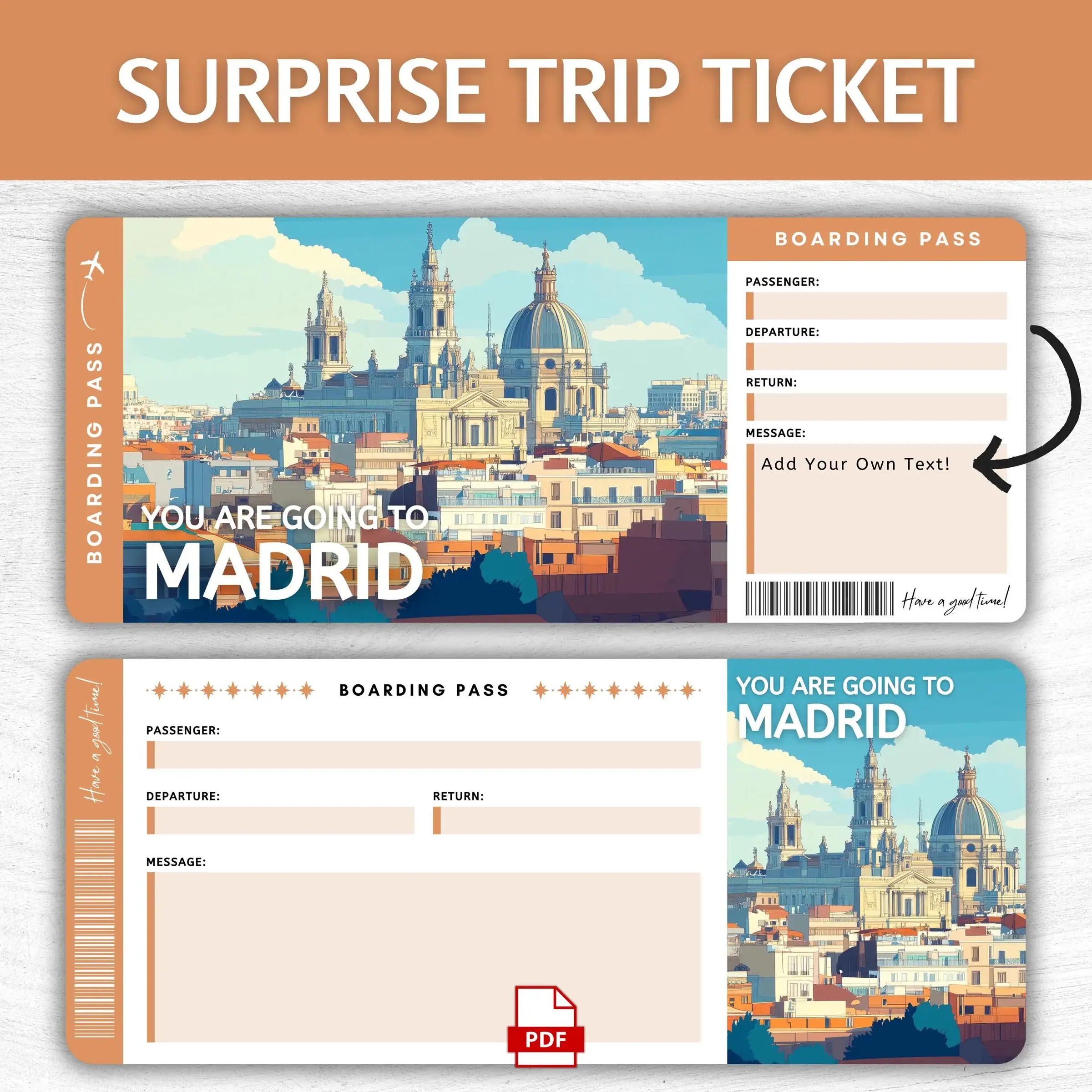 Printable Madrid Boarding Pass
