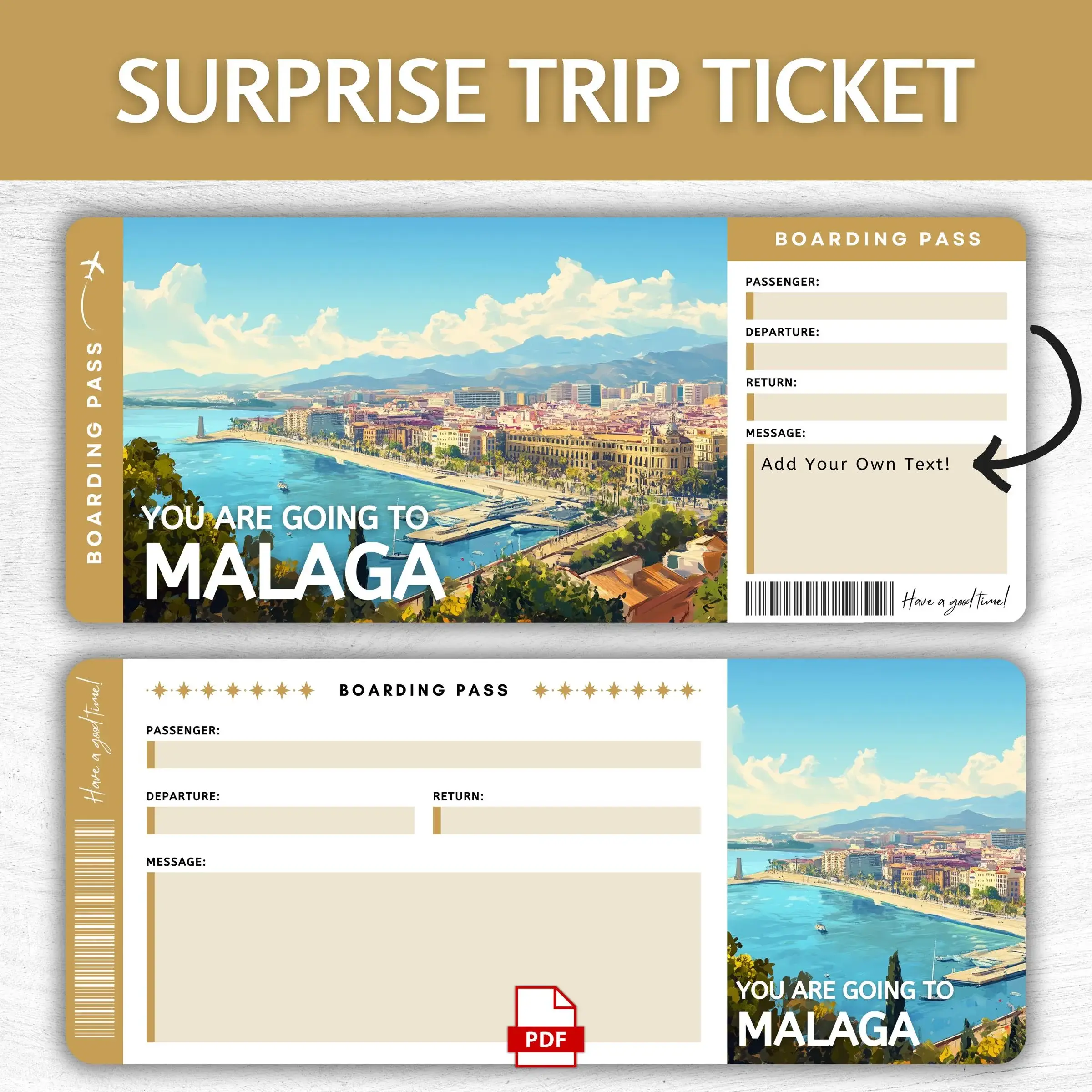 Printable Malaga Boarding Pass