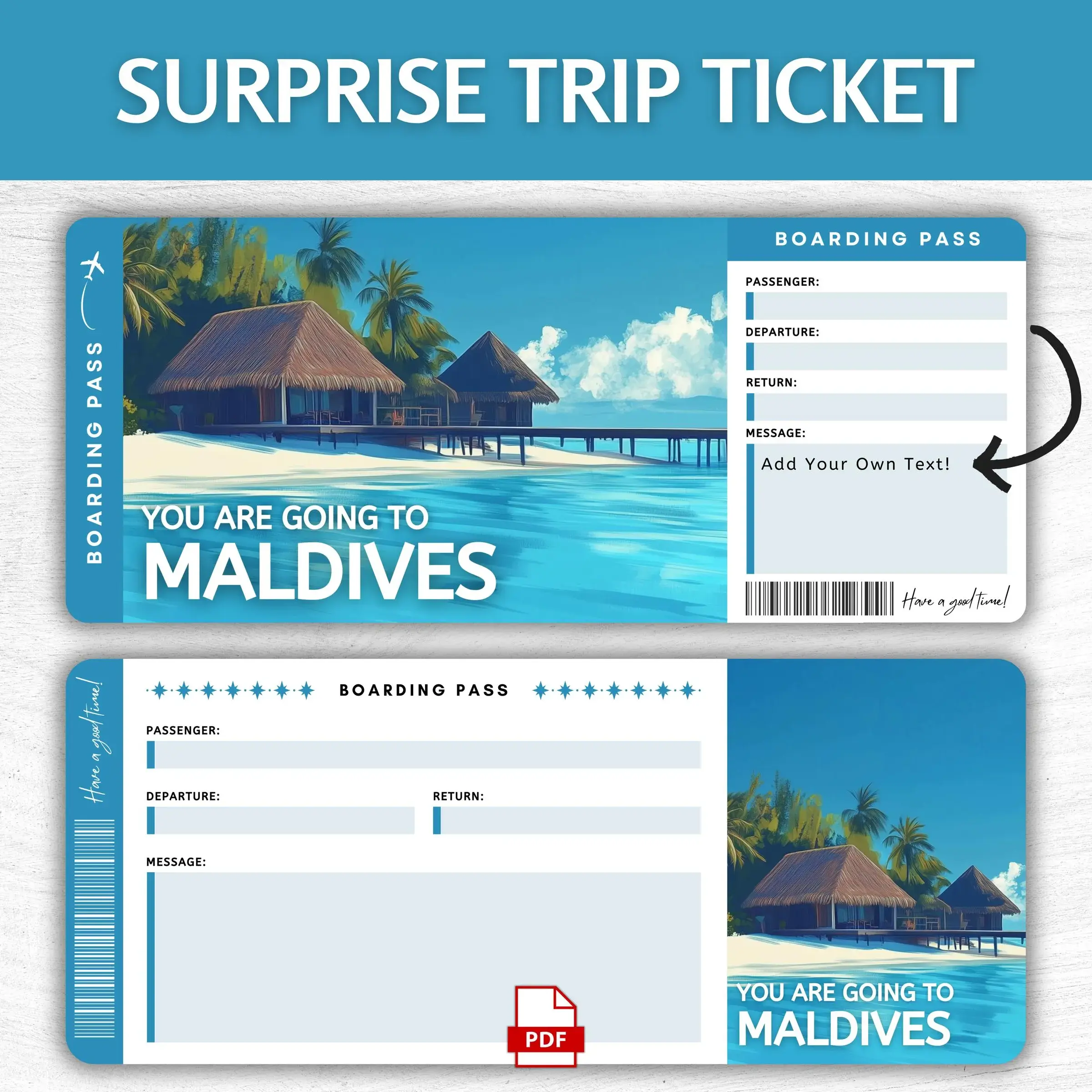 Printable Maldives Boarding Pass