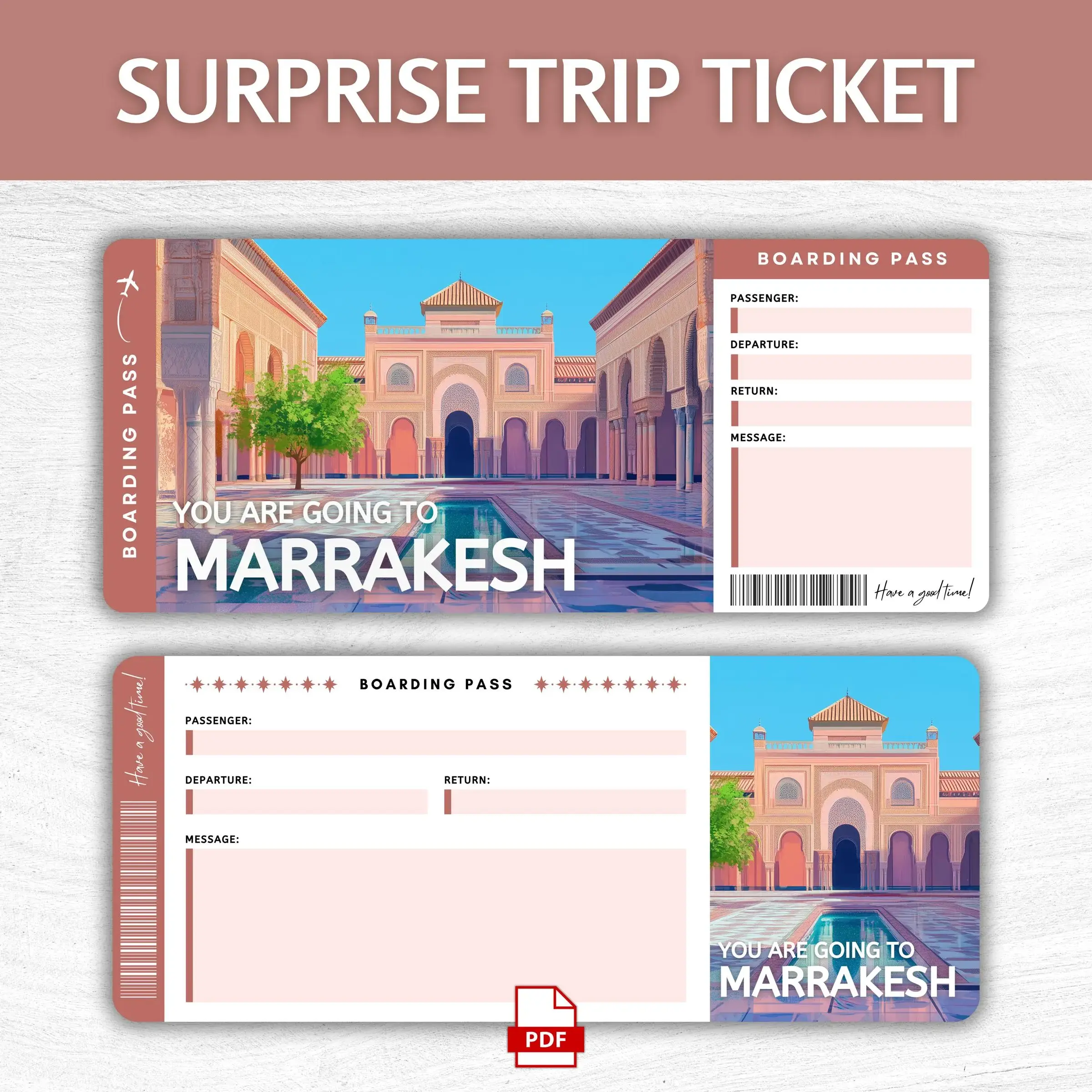Printable Marrakesh Boarding Pass