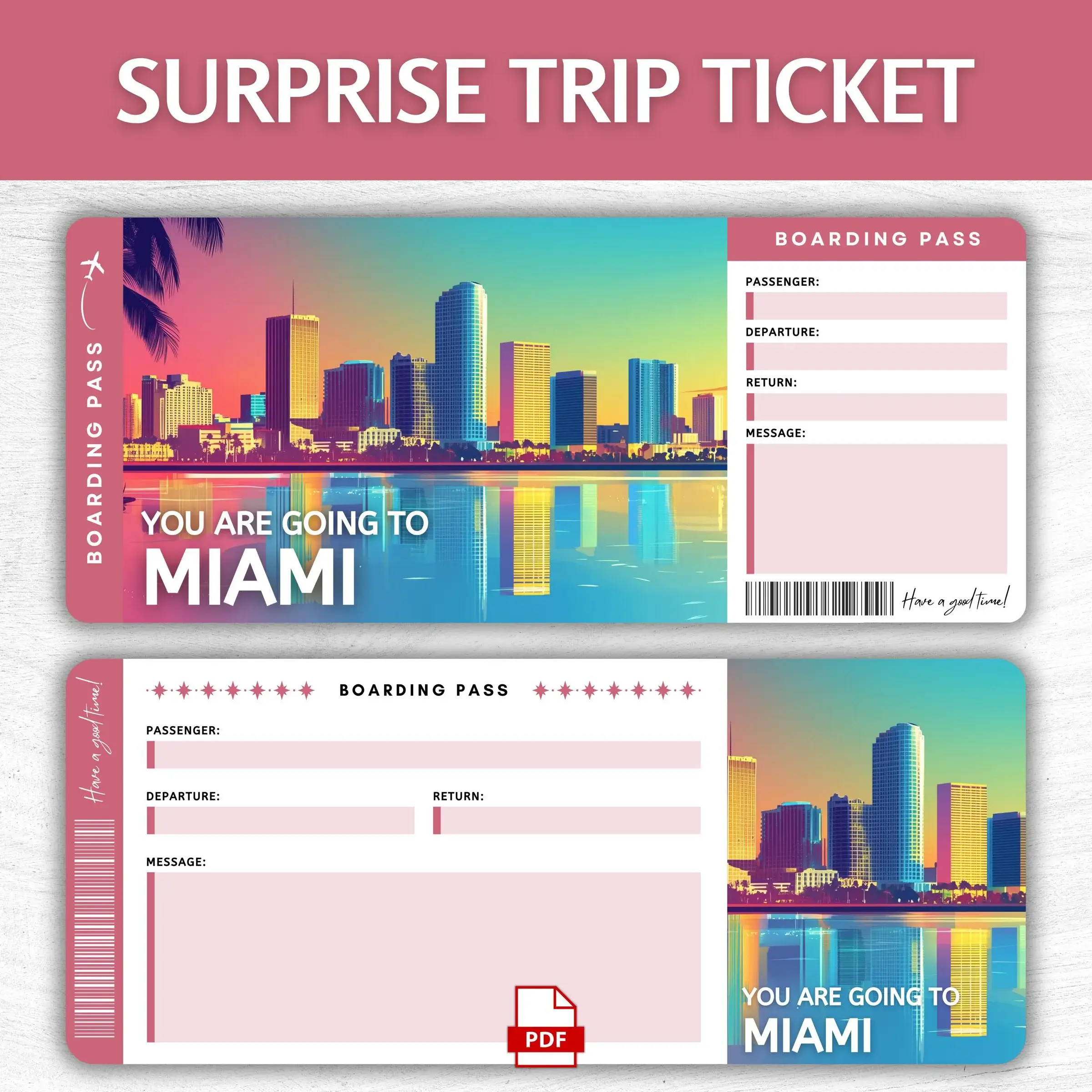 Printable Miami Boarding Pass