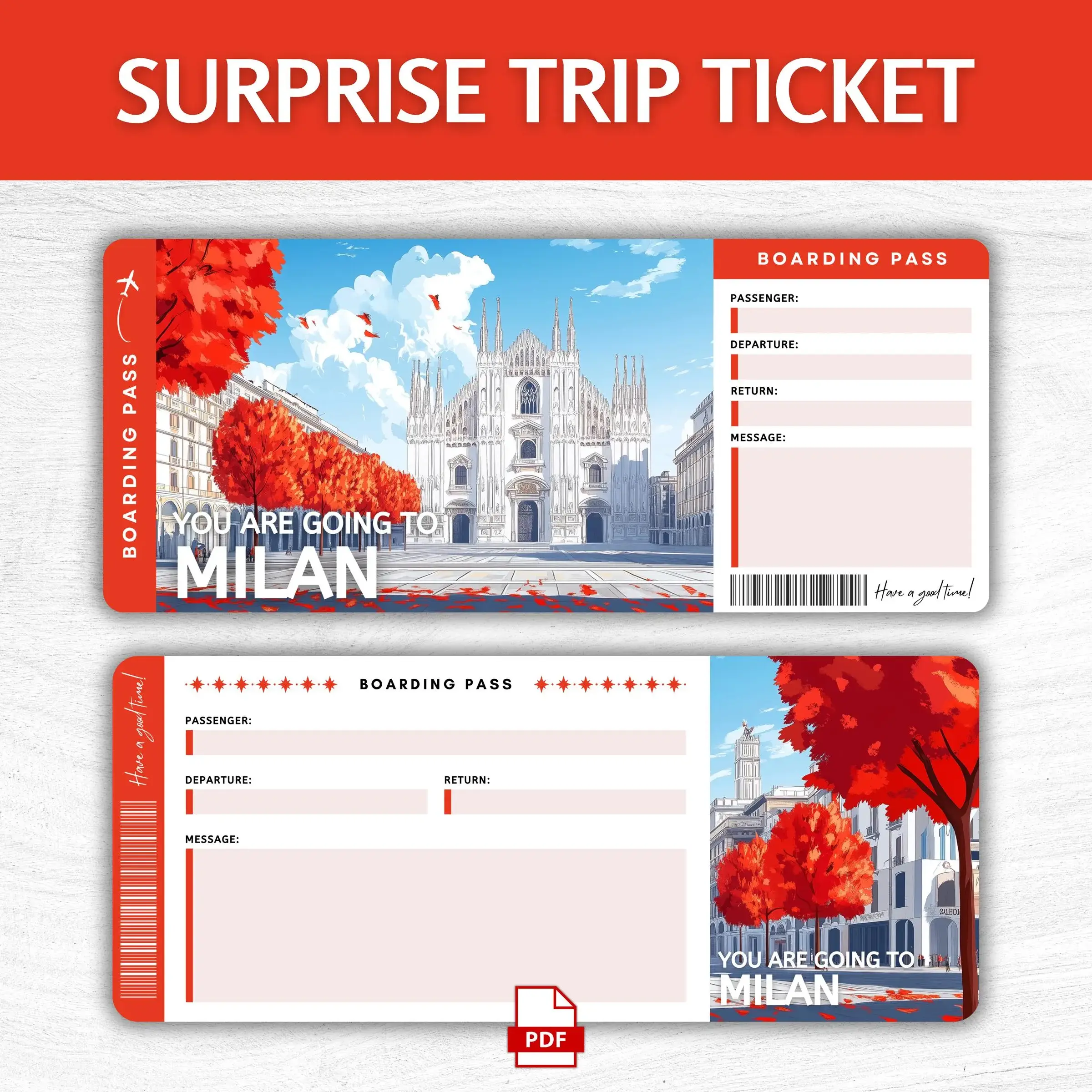 Printable Milan Boarding Pass