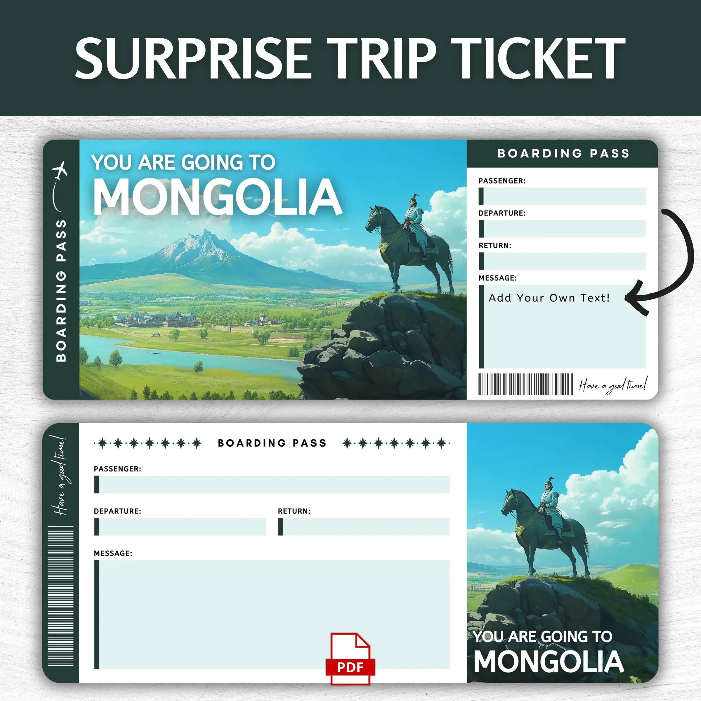 Printable Mongolia Boarding Pass